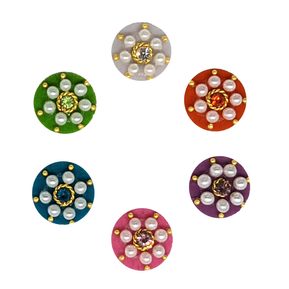 Comet Busters Beautiful Round Bindi With Pearls (8mm)(BIN1763)