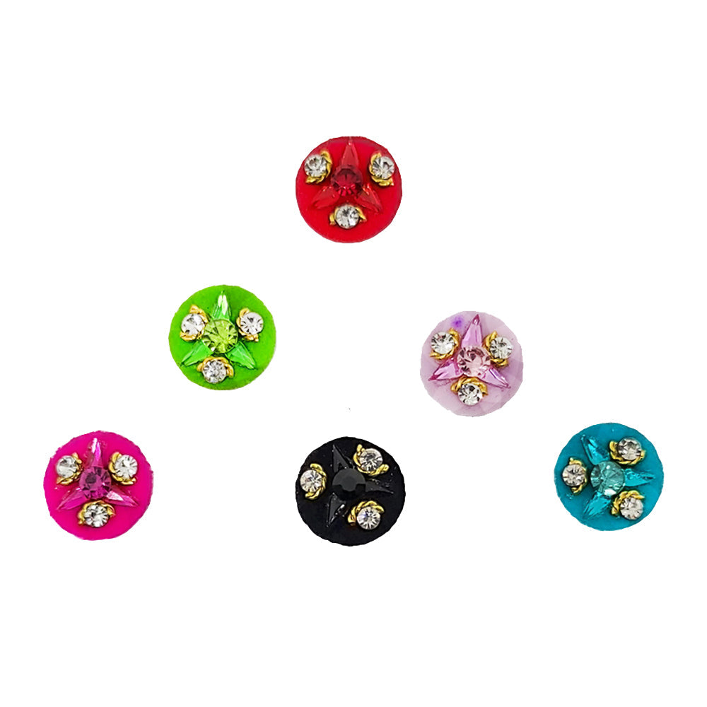 Comet Busters® Multicolor Round Classic Bindis – Handcrafted, Reusable, Skin-Safe Indian Forehead Stickers for Women