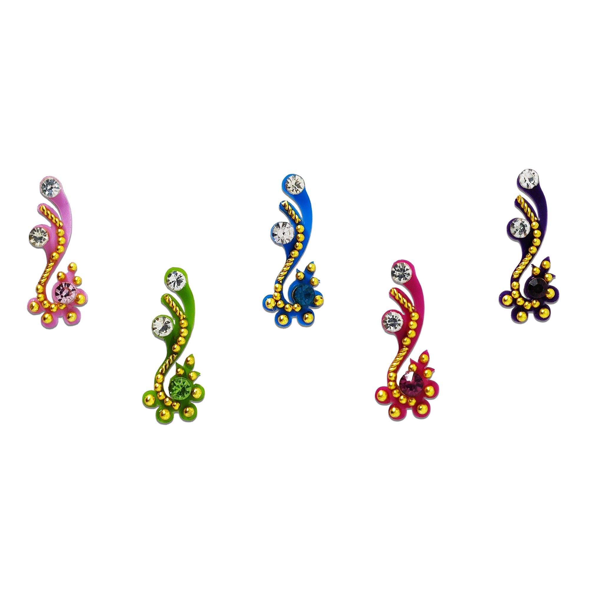 Comet Busters® Multicolor Artistic Abstract Bindis Diamond, Shiny Beads ...