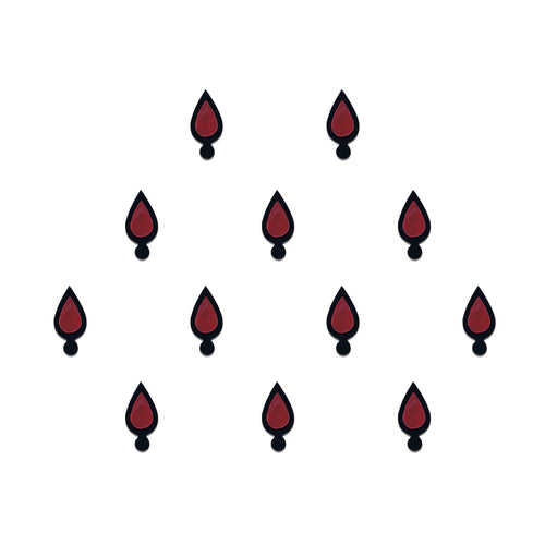 Comet Busters® Black, Maroon, Multicolor Tear Drop – PVC – Handcrafted, Reusable & Skin-Friendly Bindis for Casual Wear (8mm) – Forehead Bindi Stickers for Women & Girls – BIN293