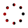 Comet Busters® Phases of Moon Bindis – 8mm Red & Black Velvet Round Bindis (8 Bindis)(BIN2660)