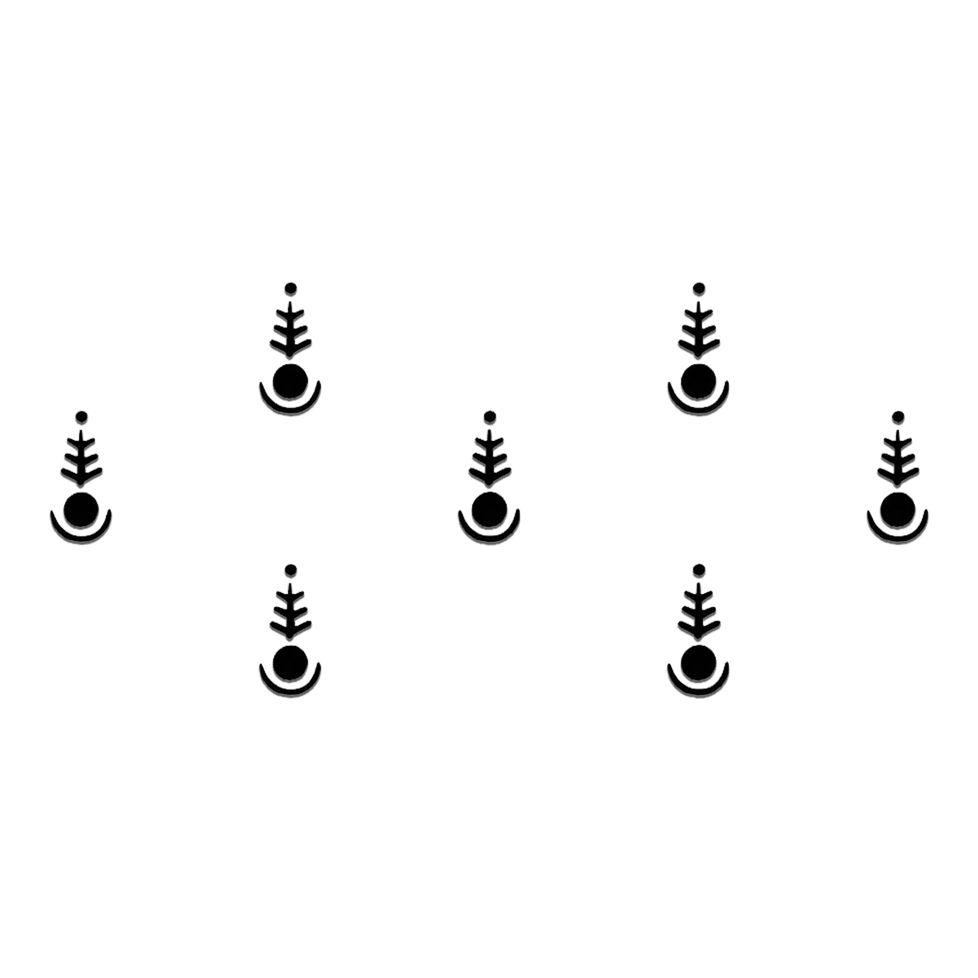 Comet Busters Abstract Arrow Crescent Designer Black Bindi featuring a contemporary fusion design with a central dot, crescent moon element, and arrow-inspired geometric motif. Reusable designer black bindi for women and girls, perfect for festive occasions, cultural events, ethnic wear, dance performances, boho fashion, and modern Indo-western styling.