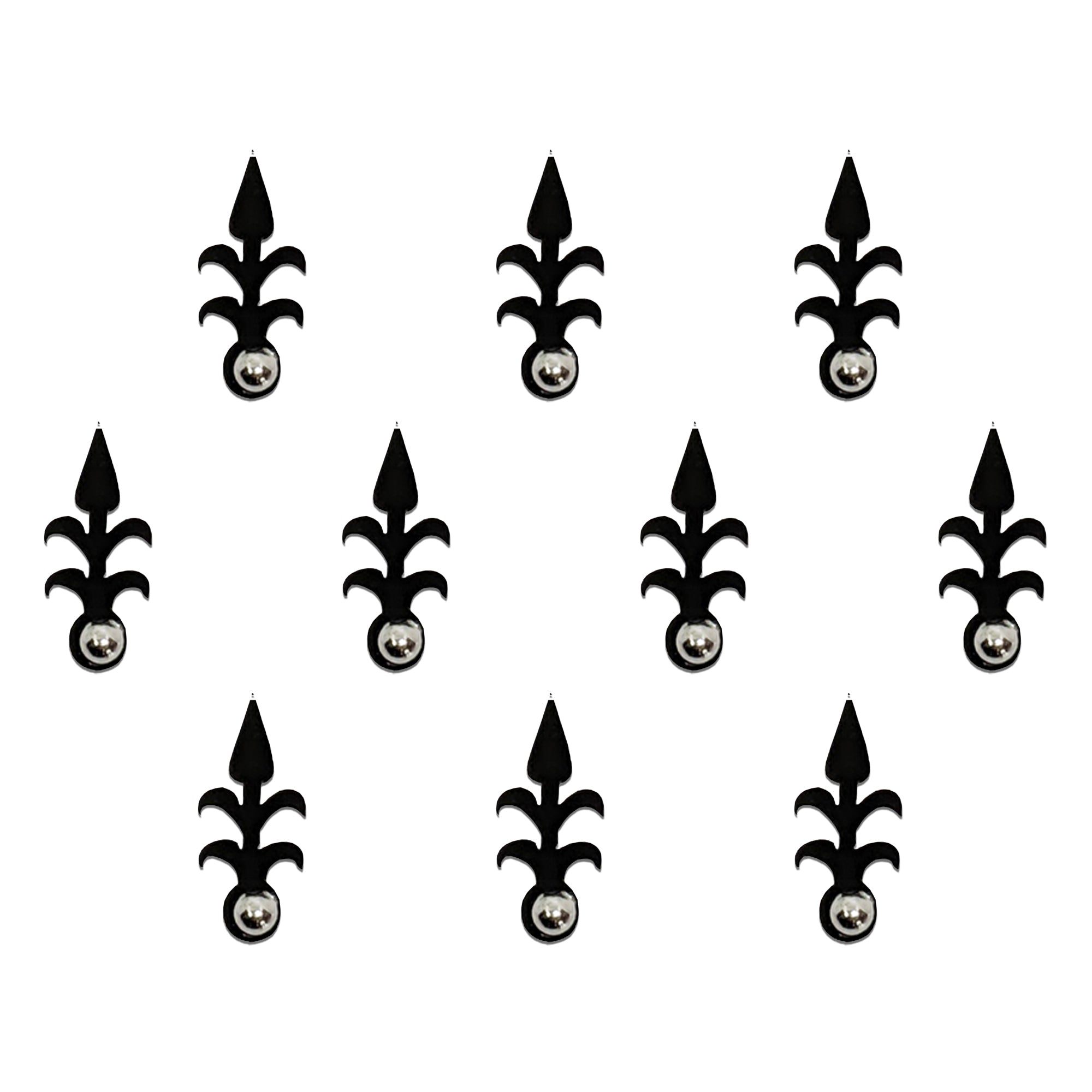 Comet Busters premium abstract arrow designer bindis in black with silver stone detailing, stylish peel and stick fancy bindis for saree, lehenga, festive, bridal and modern ethnic fashion looks.