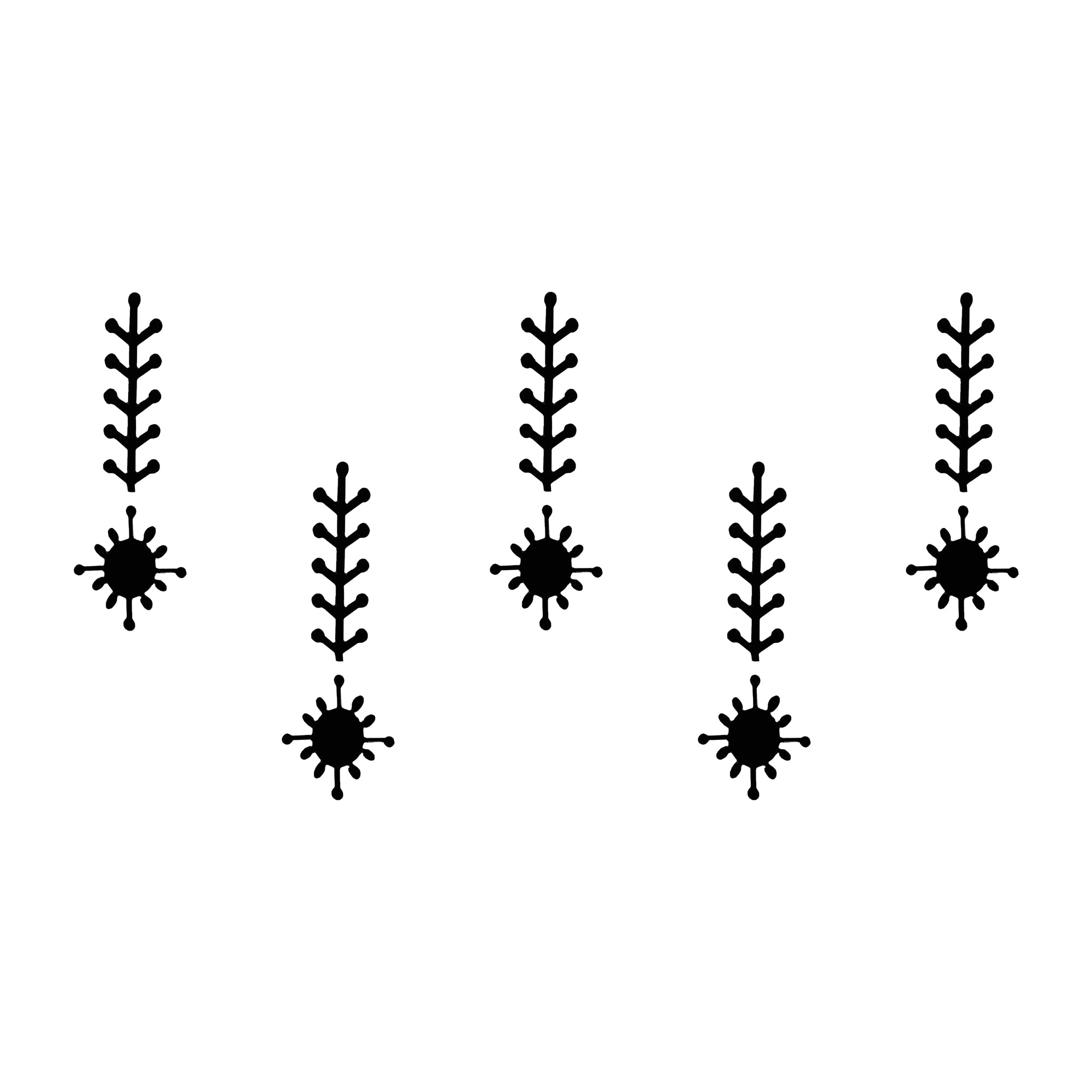 Comet Busters Sunburst Leaf Abstract Black Bindi featuring a minimalist vertical leaf-stem design with a bold circular sunburst motif at the base in a matte black finish. Premium self-adhesive designer bindis for women and girls, perfect for festivals, weddings, temple visits, cultural events, classical dance performances, parties, and traditional or Indo-western ethnic outfits.