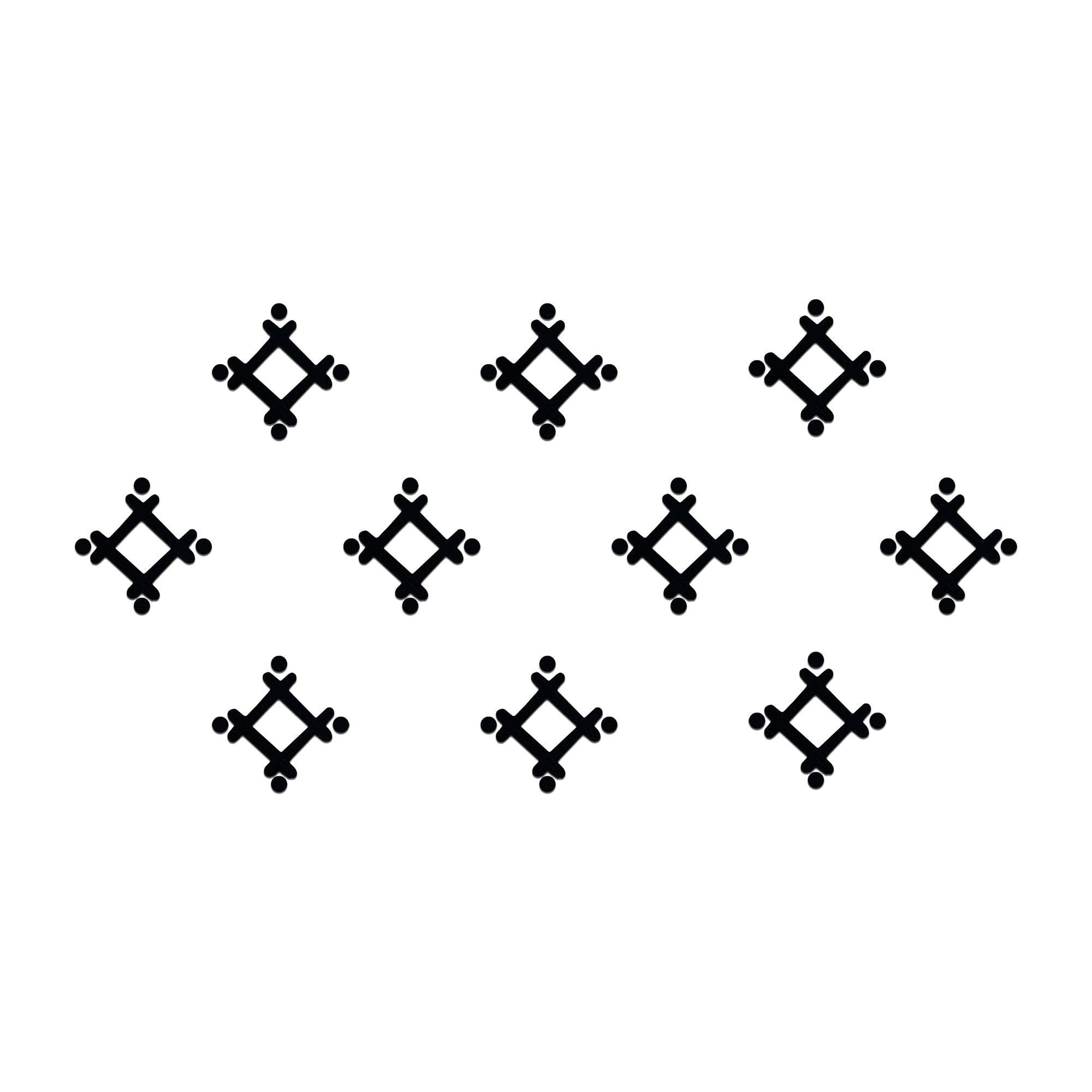 Comet Busters Black Designer Bindi featuring a geometric diamond-shaped motif with rounded dot accents on all four sides. Self-adhesive black bindi for women and girls, perfect for daily wear, festive celebrations, pooja, temple visits, weddings, and traditional Indian ethnic outfits.