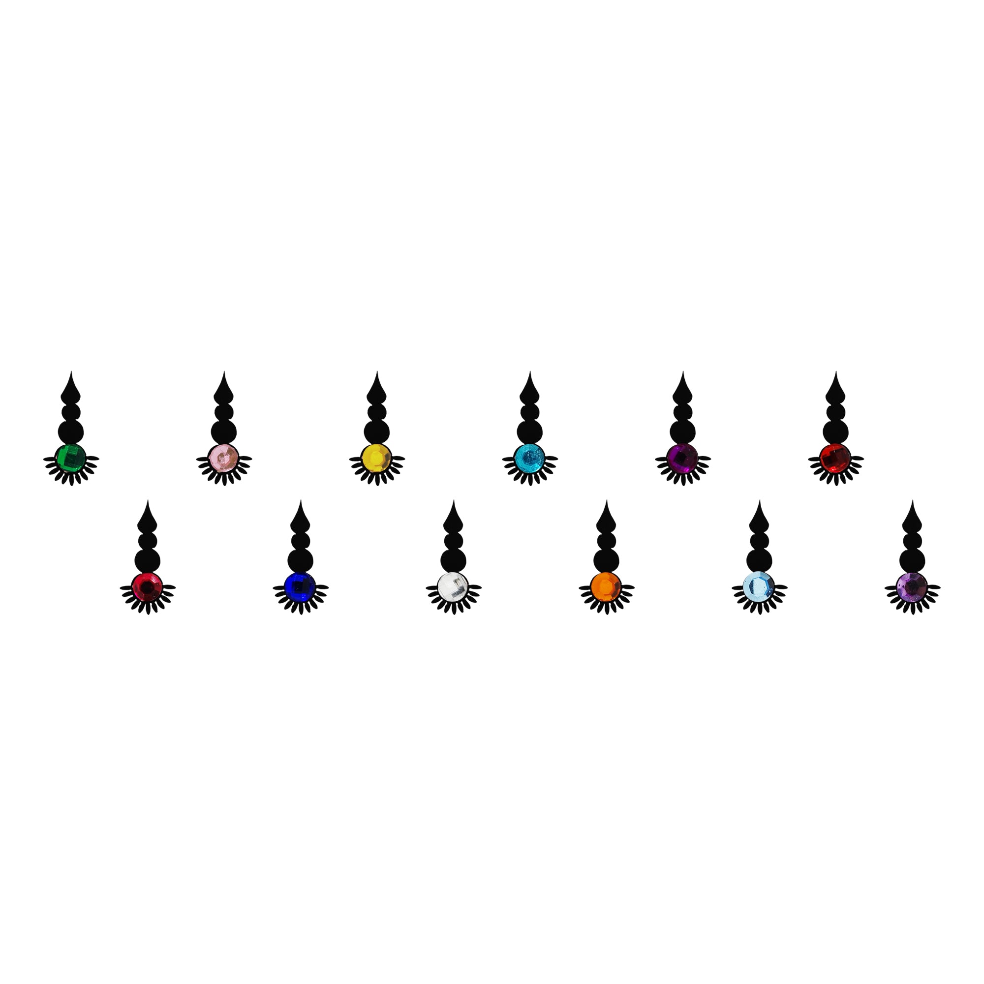 Comet Busters® Multicolor, Black Artistic Abstract Bindis – Diamond, PVC – Handcrafted, Reusable & Skin-Friendly Bindis for Partywear Wear (20mm) – Forehead Bindi Stickers for Women & Girls – BIN308
