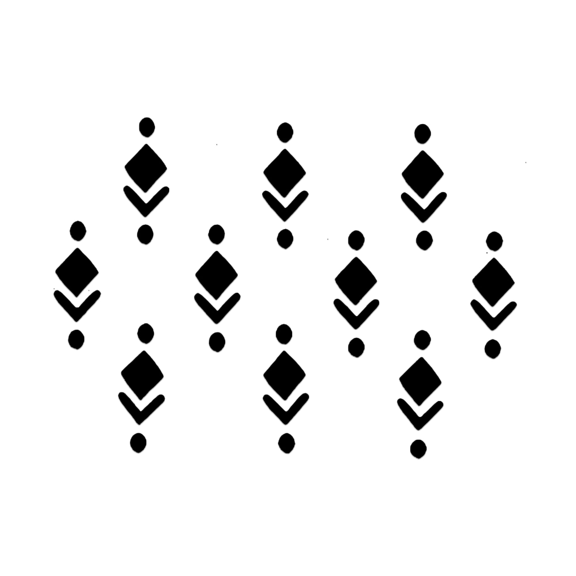 Comet Busters abstract diamond chevron designer bindi sheet featuring 10 minimalist bindis with a central diamond, V-shaped chevron accent, and round dots above and below. Perfect for contemporary ethnic wear, festive occasions, office wear, casual styling, and modern traditional fashion.