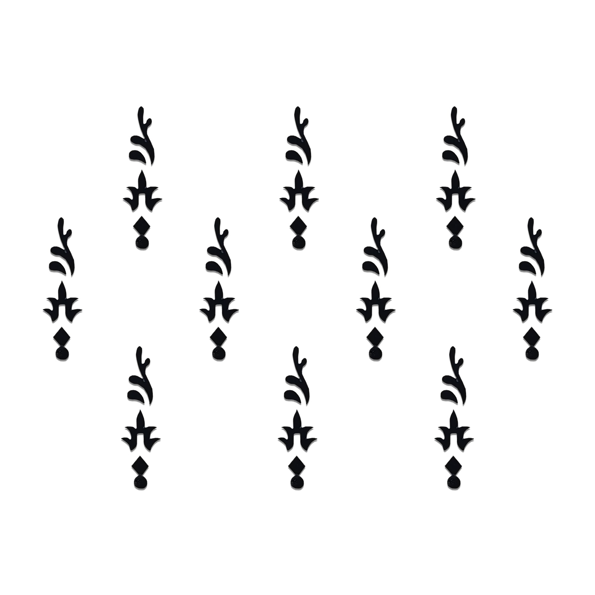Comet Busters Abstract Floral Stem Designer Bindi featuring a sleek black botanical-inspired design with a delicate leafy stem, stylized floral motif, diamond accent, and classic dot finish. Self-adhesive designer forehead bindis for women and girls, perfect for weddings, festivals, parties, dance performances, cultural events, office wear, and contemporary ethnic or fusion fashion.