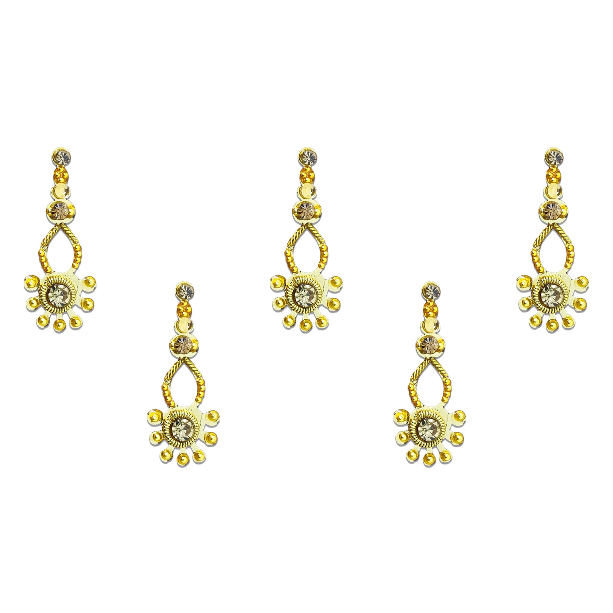 Comet Busters Abstract Fusion Crystal Designer Bindi for Women and Girls, contemporary abstract designer bindi featuring a geometric teardrop-inspired silhouette, sparkling crystal stones and elegant gold-tone accents, reusable forehead accessory for ethnic fusion fashion, festive occasions, parties and modern traditional styling.
