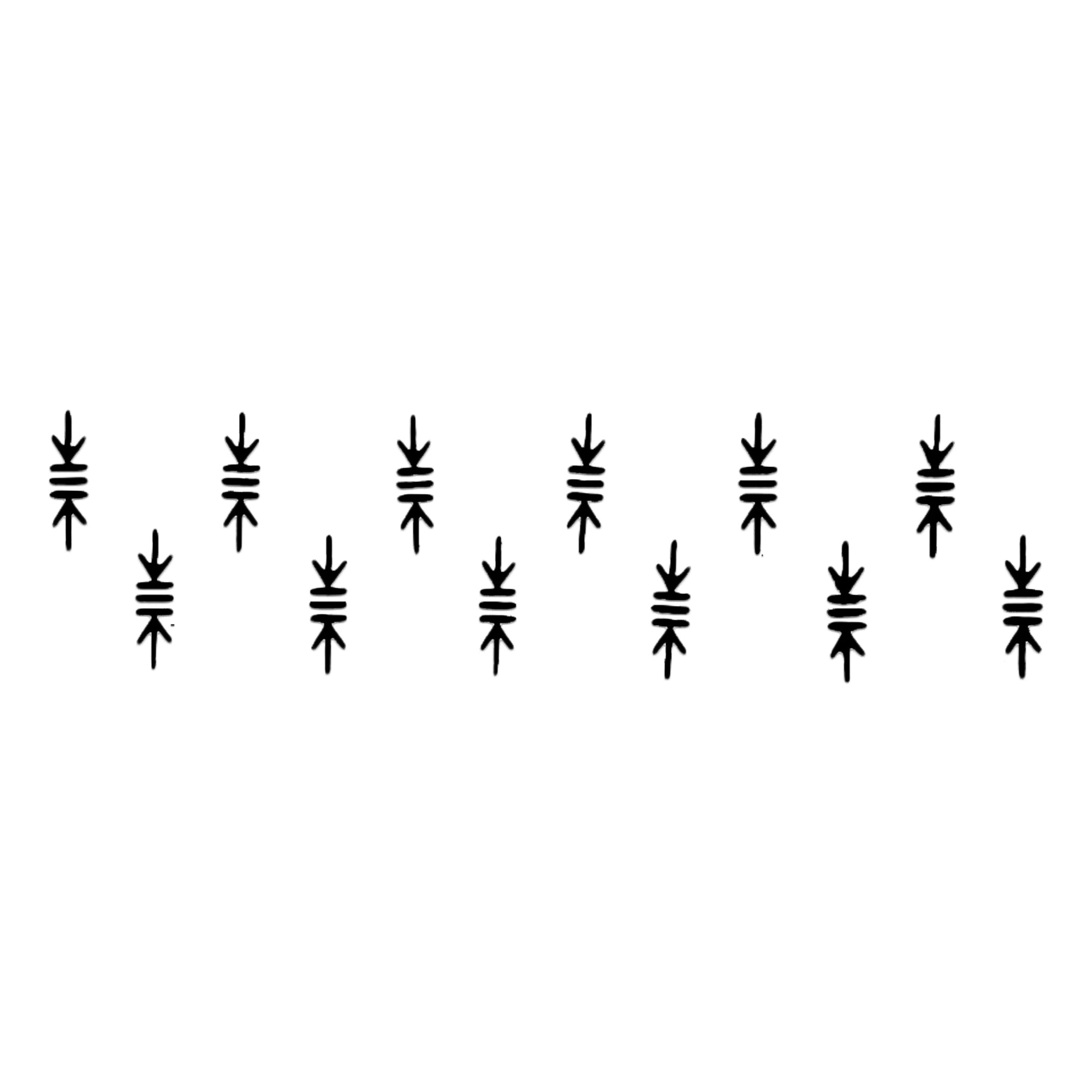 Comet Busters abstract tribal line designer bindi sheet featuring minimalist vertical bindis with stacked horizontal bars, arrow-inspired top and bottom accents, and a sleek geometric design. Perfect for contemporary ethnic wear, festive occasions, cultural events, office wear, and modern traditional styling.