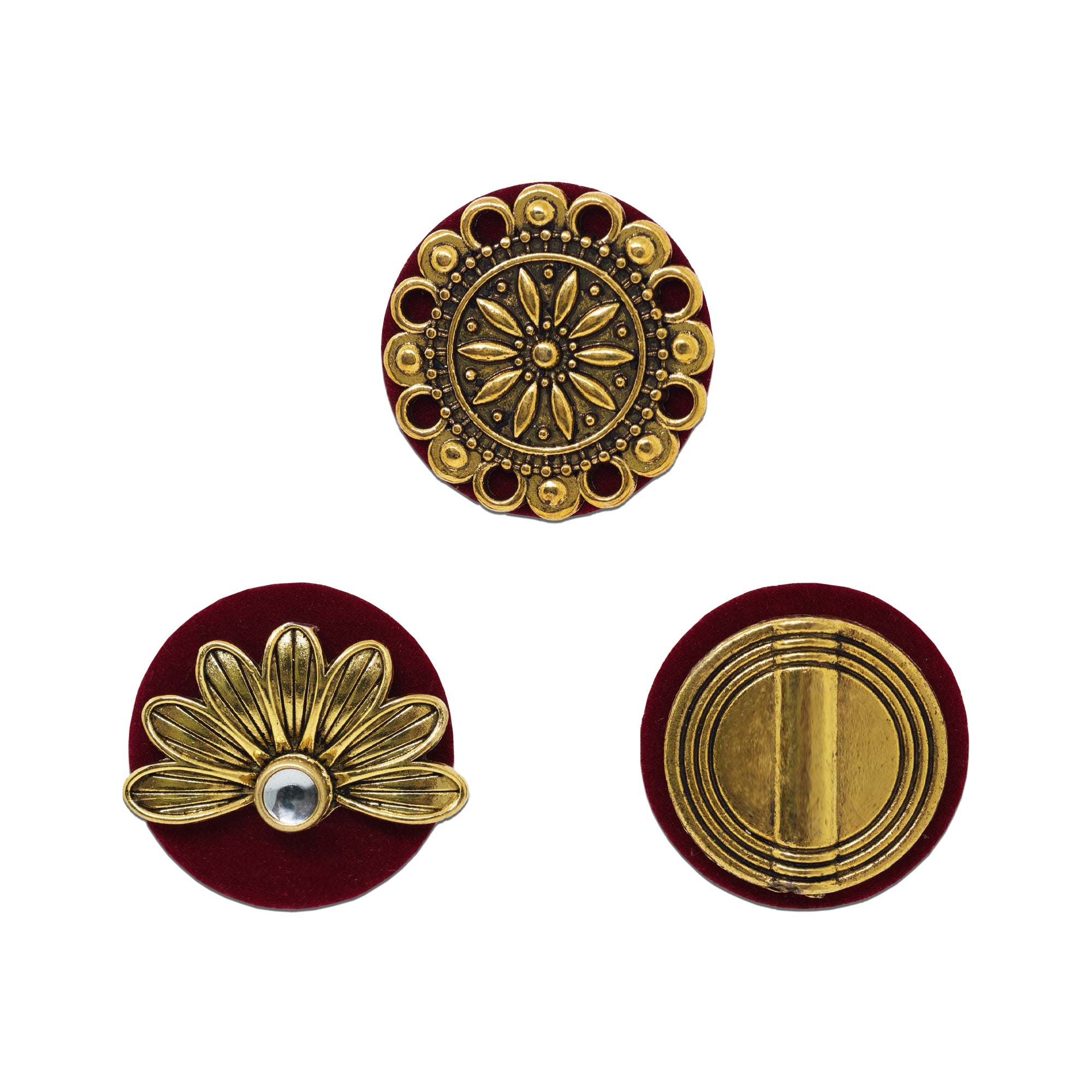 Indira by Comet Busters® Premium Antique Gold Designer Velvet Bindi | Floral & Traditional Self-Adhesive Bindis for Women & Girls