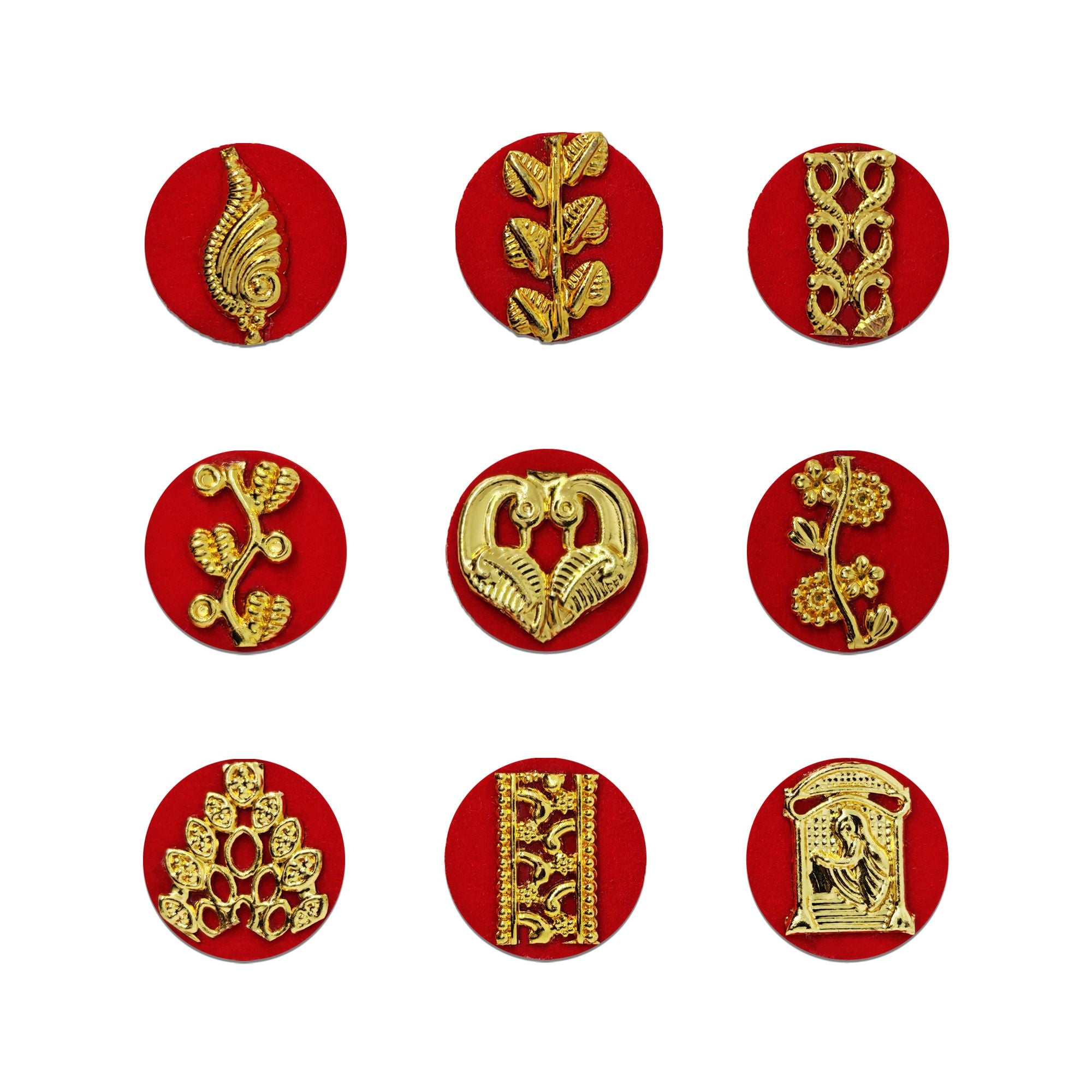 Indira by Comet Busters® Antique Floral Heritage Designer Bindi Collection | Premium Gold Velvet Bindis for Women & Girls