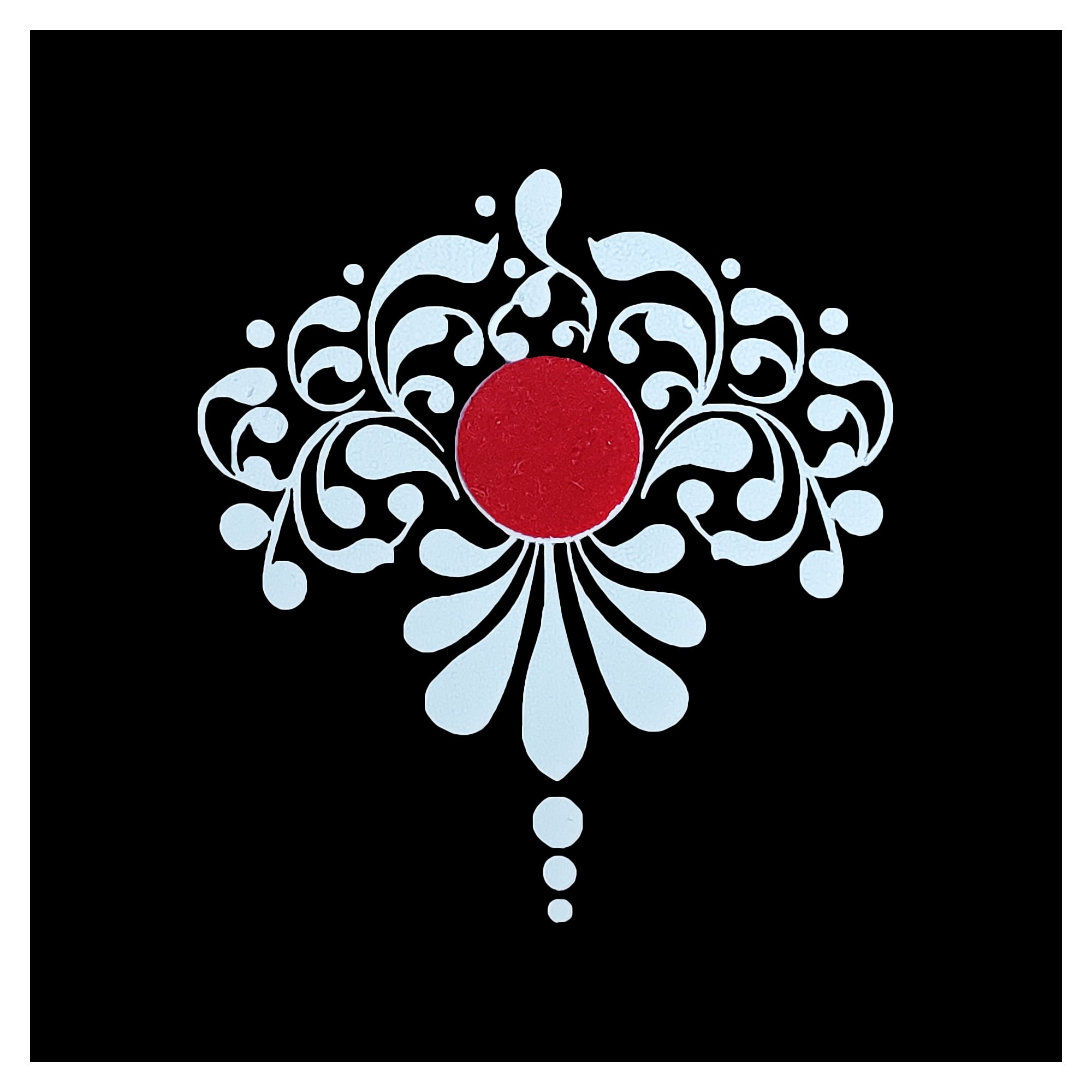 Comet Busters Royal floral designer bindi with red center dot