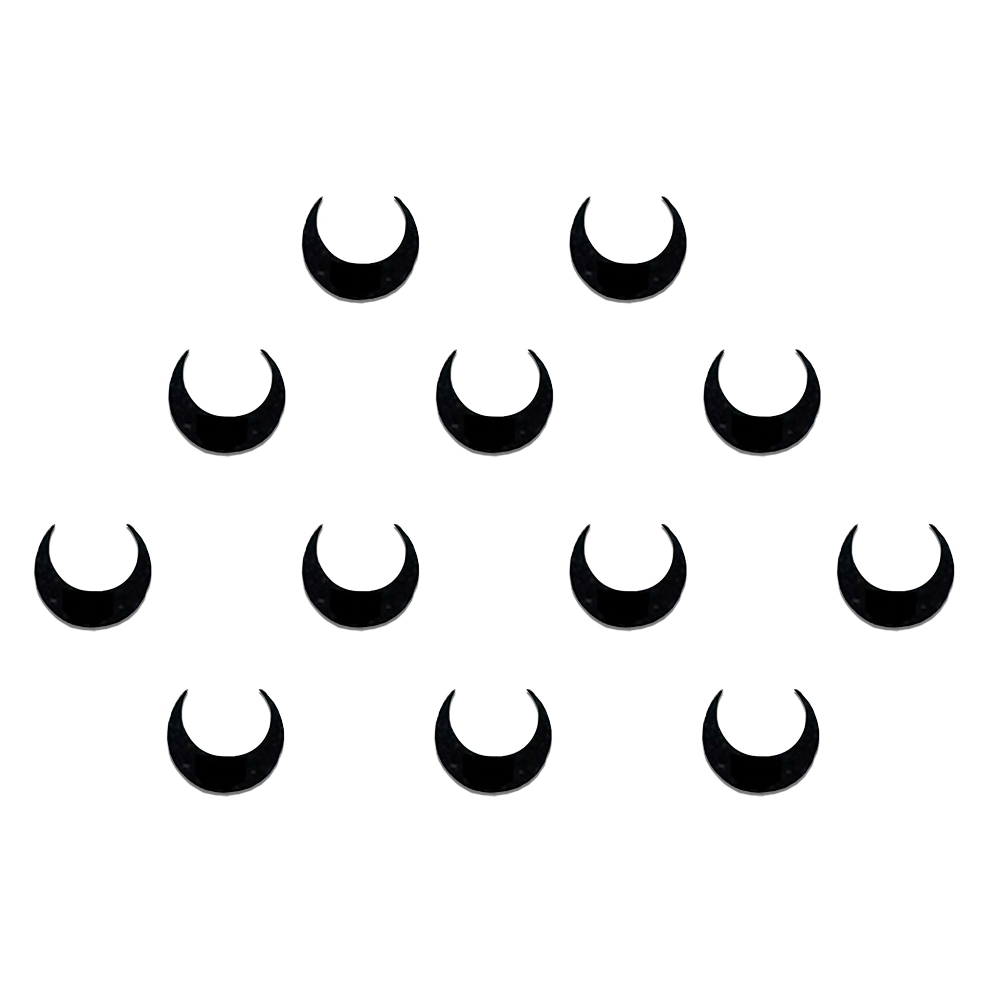 Comet Busters black crescent moon designer bindi sheet featuring elegant matte black crescent bindis. Reusable self-adhesive bindis for women and girls, ideal for traditional wear, festive occasions, Navratri, Diwali, Karwa Chauth, temple visits, cultural events, parties, sarees, lehengas, salwar suits, and contemporary ethnic styling.