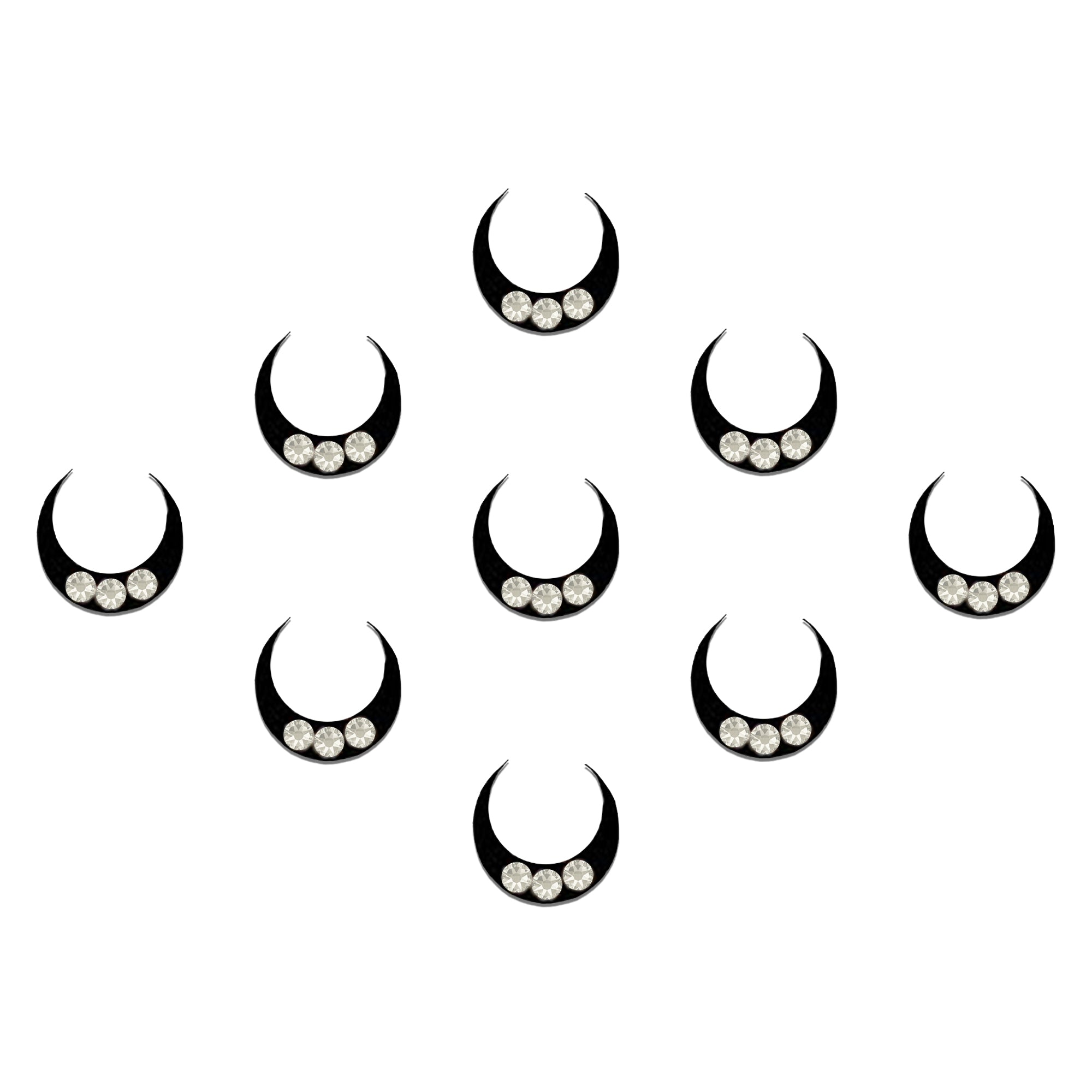 Comet Busters Black Crescent Designer Stone Bindis for Women & Girls