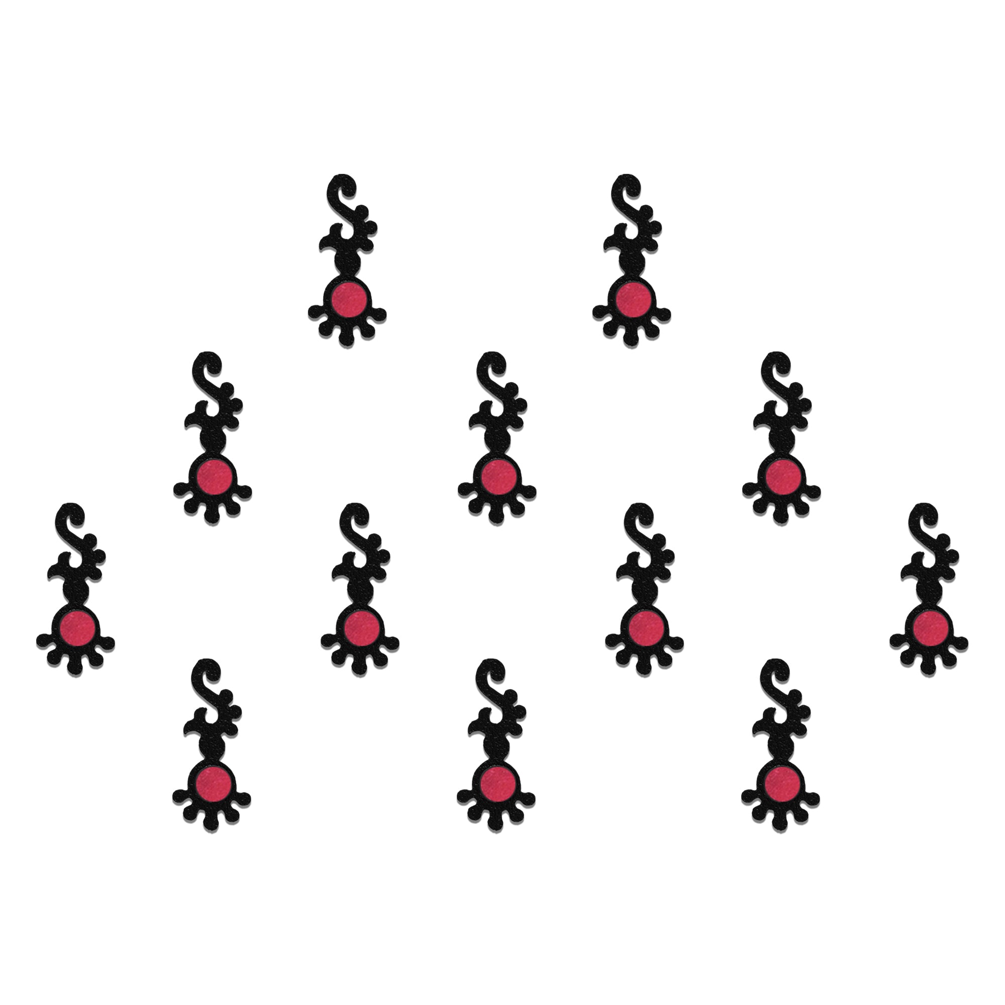 Comet Busters Black Curved Designer Bindi with Red Round Accent