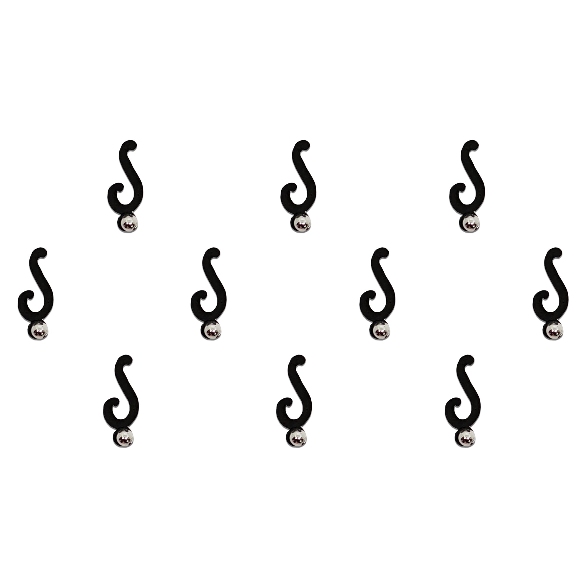 Comet Busters premium black curved swirl designer bindis with silver stone accents, stylish peel and stick fancy bindis for saree, lehenga, bridal, festive and traditional ethnic wear looks.