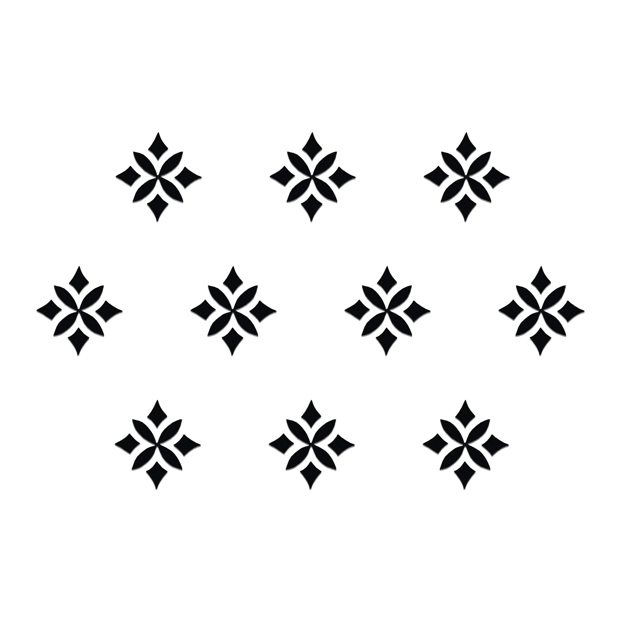 Comet Busters black geometric floral pattern bindi with petal and diamond shapes for women and girls