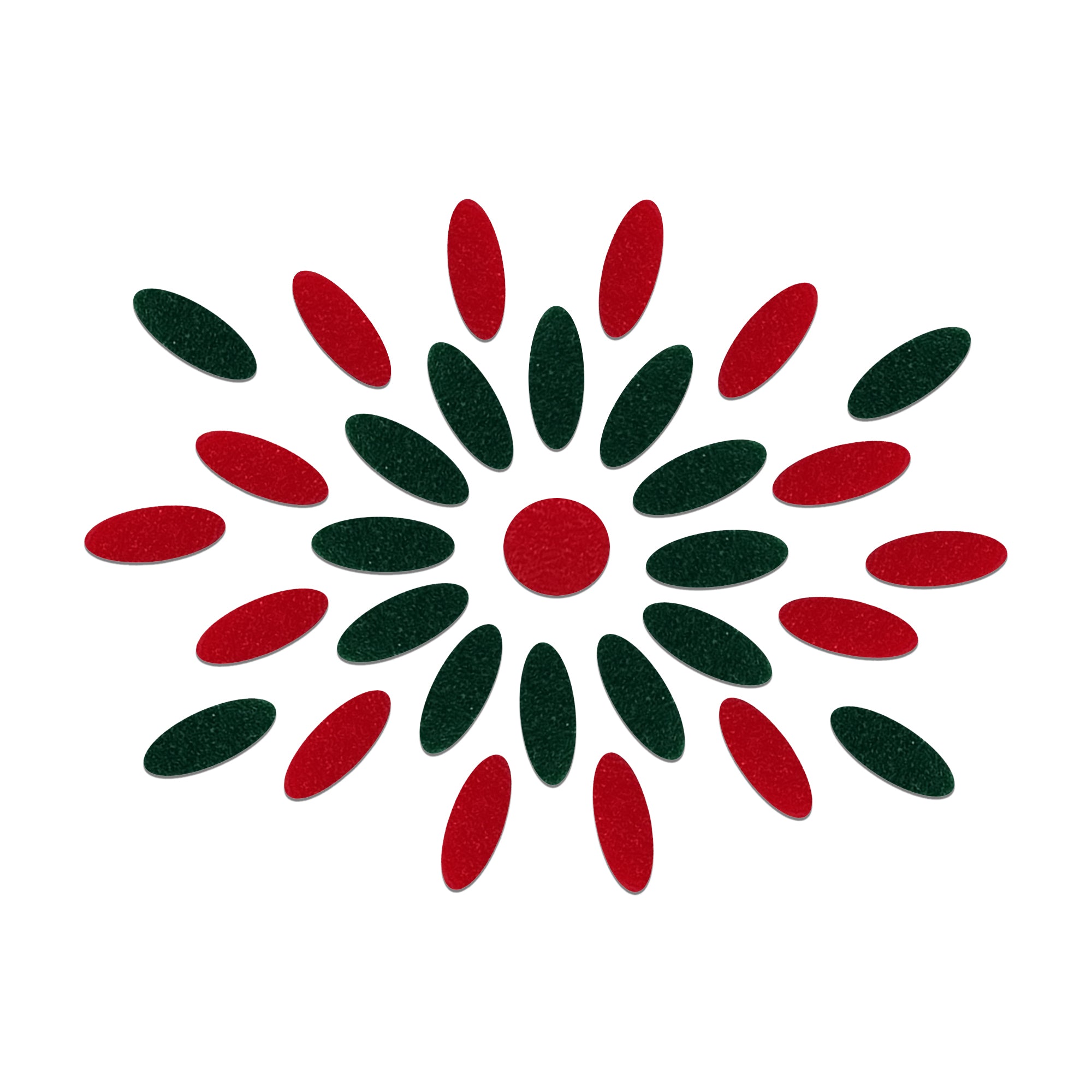 Comet Busters Green & Red oval floral bindi set with center round bindi, traditional designer forehead stickers for women, ideal for Bharatanatyam, Kuchipudi, weddings, festivals, temple visits, cultural programs, and traditional Indian attire.