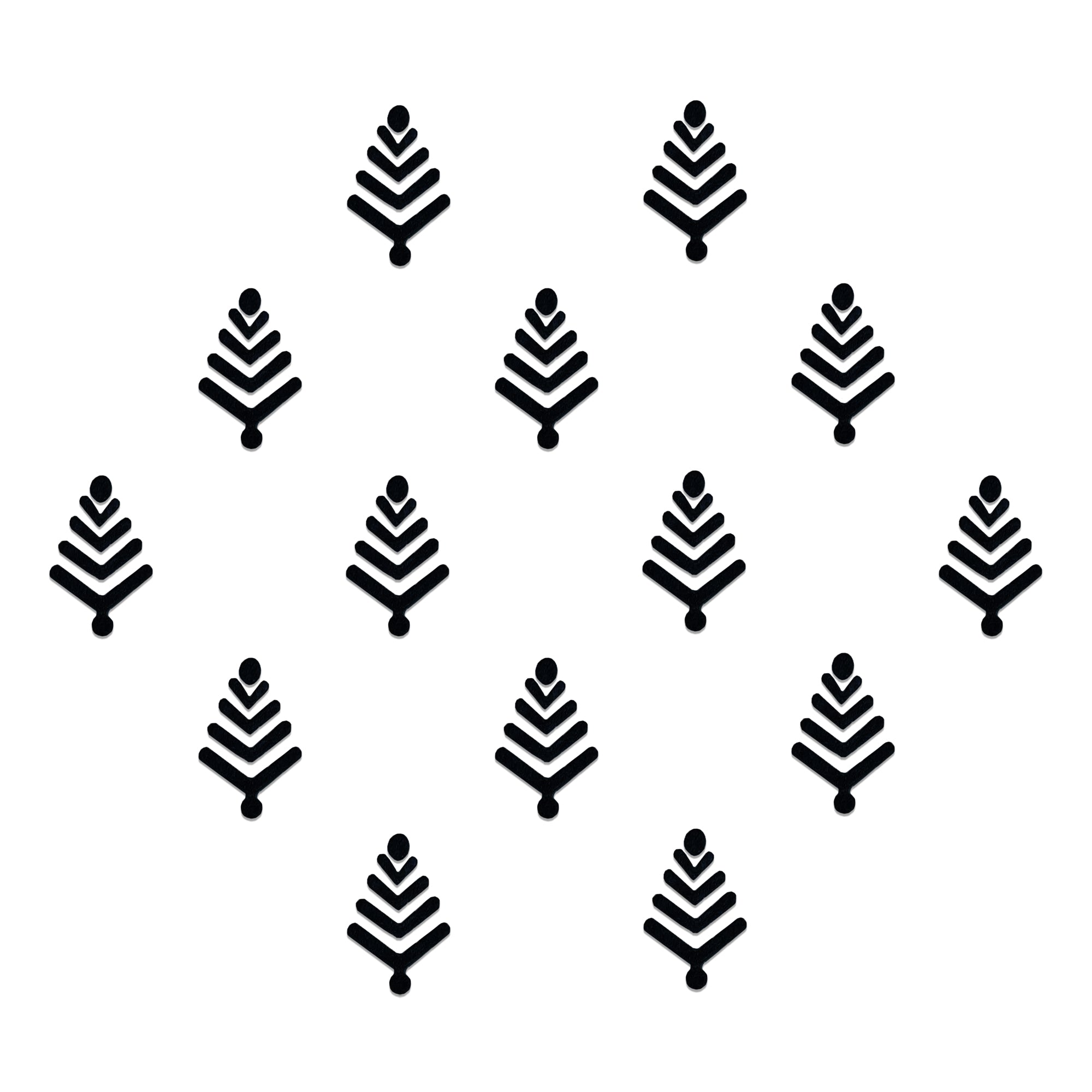 Comet Busters black leaf pattern bindis featuring layered geometric leaf-inspired Bindis