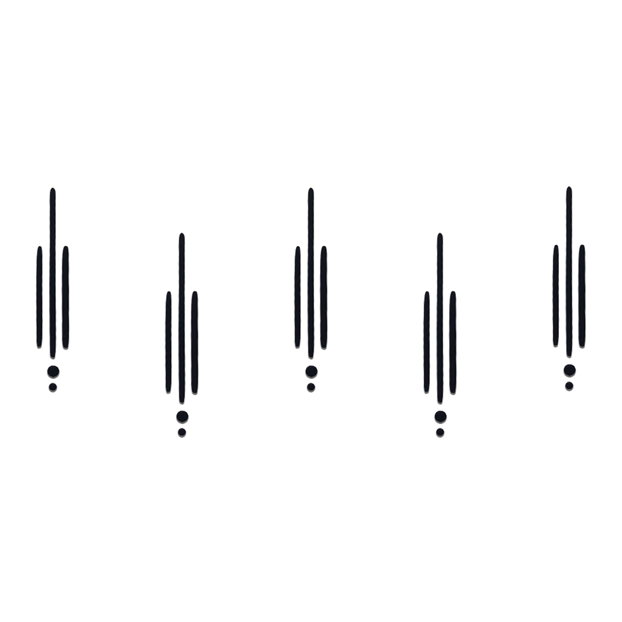 Comet Busters black line bindis featuring three vertical black lines with dot accents, self-adhesive spiritual bindis for devotees and traditional wear.