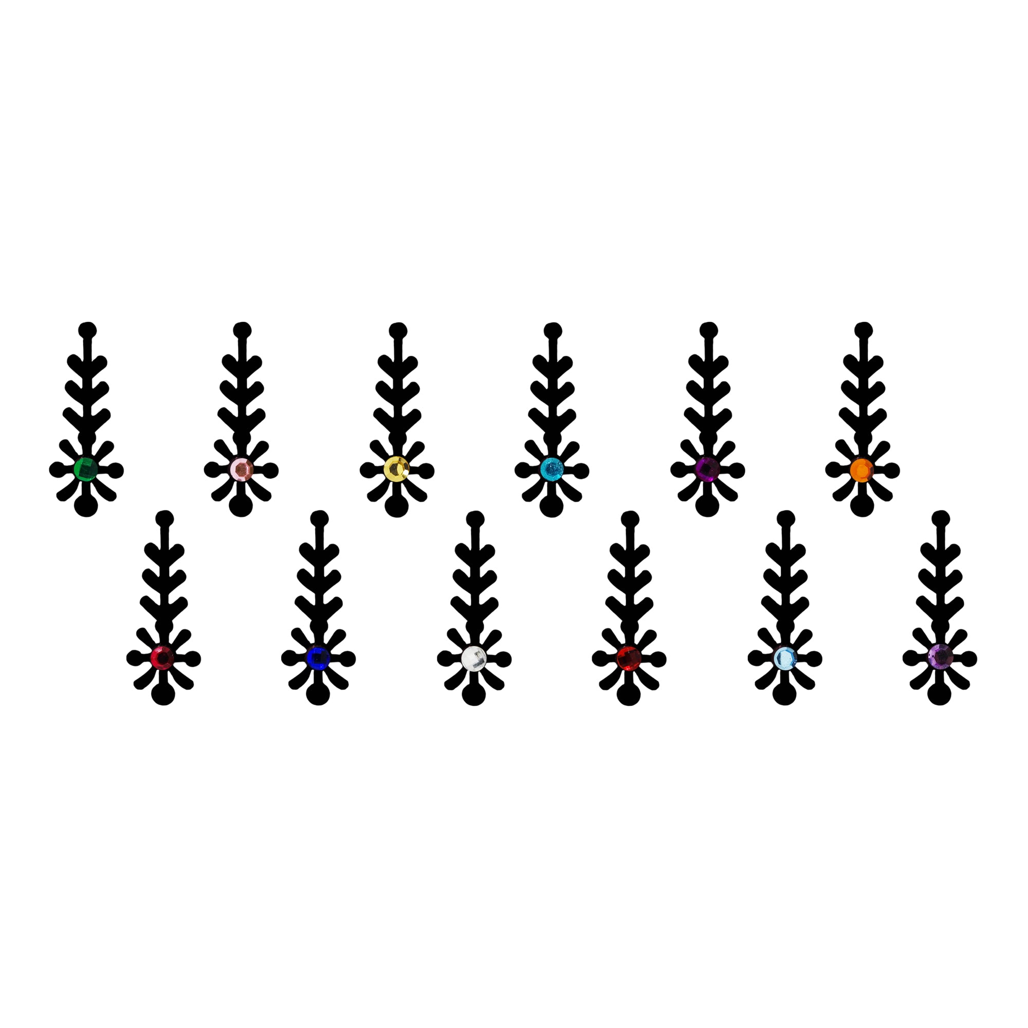 Comet Busters® Multicolor, Black Artistic Abstract Bindis – Diamond, PVC – Handcrafted, Reusable & Skin-Friendly Bindis for Partywear Wear (15mm) – Forehead Bindi Stickers for Women & Girls –