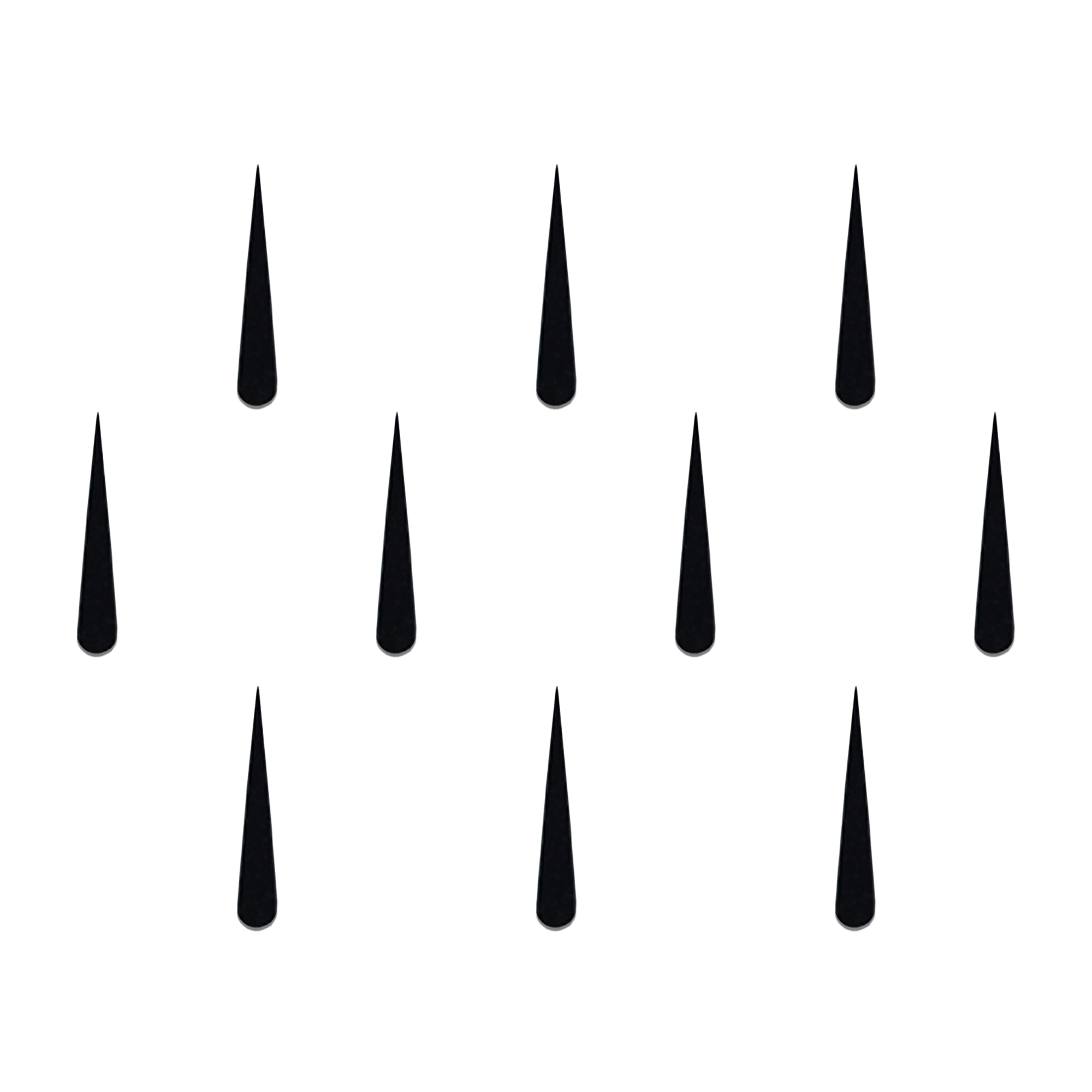 Comet Busters black long teardrop bindi sheet featuring 10 sleek minimalist elongated bindis, reusable forehead bindis for women and girls, perfect for daily wear, traditional outfits, festive occasions, and elegant ethnic styling.