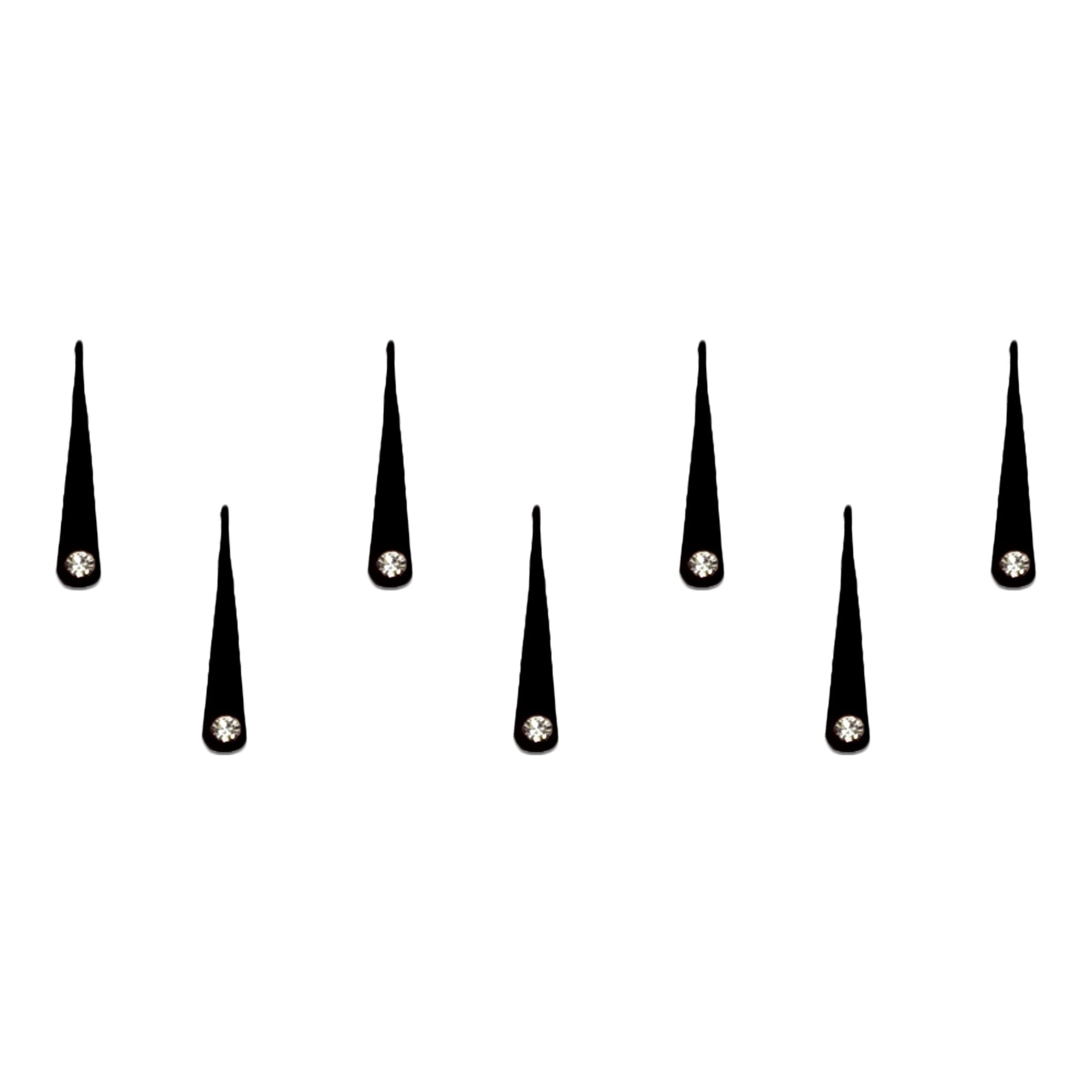 Comet Busters black long tilak bindi featuring a sleek elongated design with a sparkling crystal stone at the base, ideal for traditional, festive, cultural, and contemporary ethnic styling.