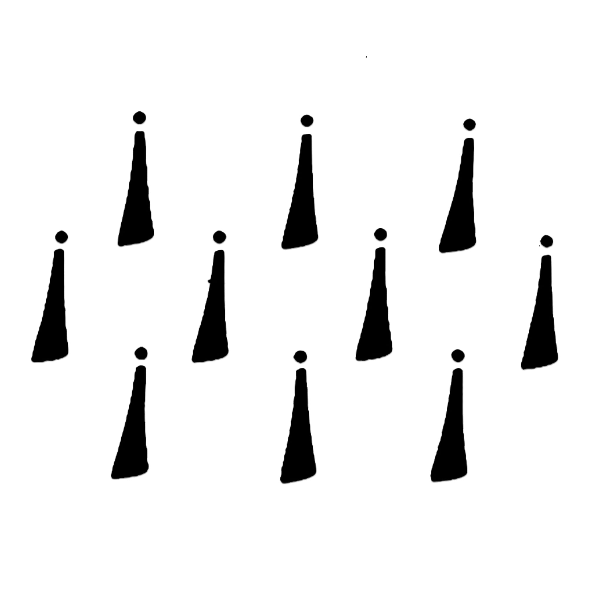 Comet Busters black minimalist cone designer bindi sheet featuring 10 sleek tapered cone-shaped bindis with a small round dot accent, perfect for traditional wear, festive celebrations, cultural events, dance performances, and contemporary ethnic styling.