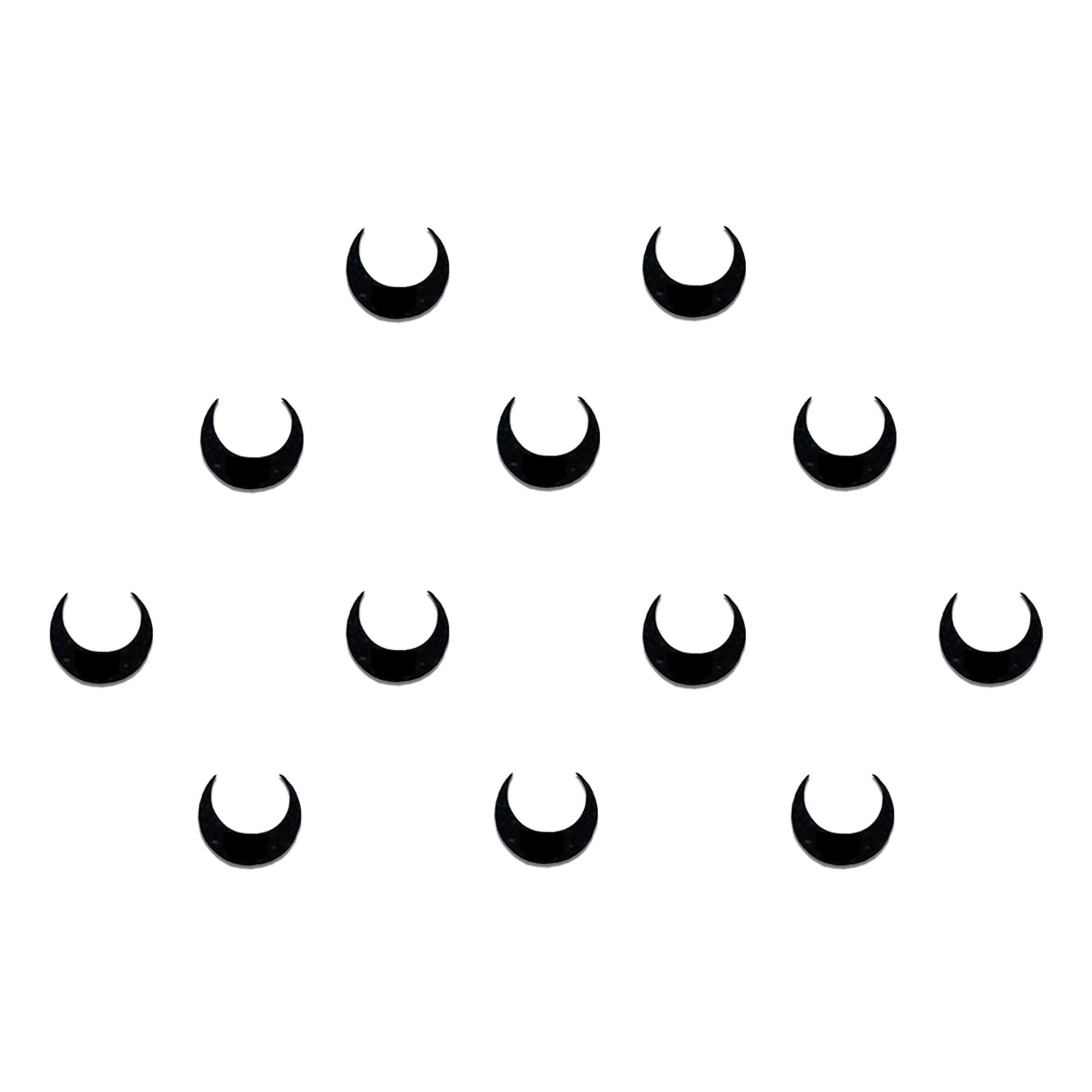 Comet Busters black crescent designer bindi sheet featuring 8 reusable self-adhesive plain crescent-shaped bindis with a sleek minimalist design. Elegant traditional bindis ideal for everyday wear, festive occasions, cultural events, classical dance performances, weddings, Navratri, Diwali, and ethnic outfits including sarees, lehengas, kurtis, and salwar suits.