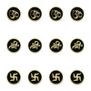 Indira Spiritual Bindis – Premium Designer Black Velvet Om Shree Swastik Bindis (13mm)-12 Round Bindis Forehead Stickers for Women & Girls (INDI023)