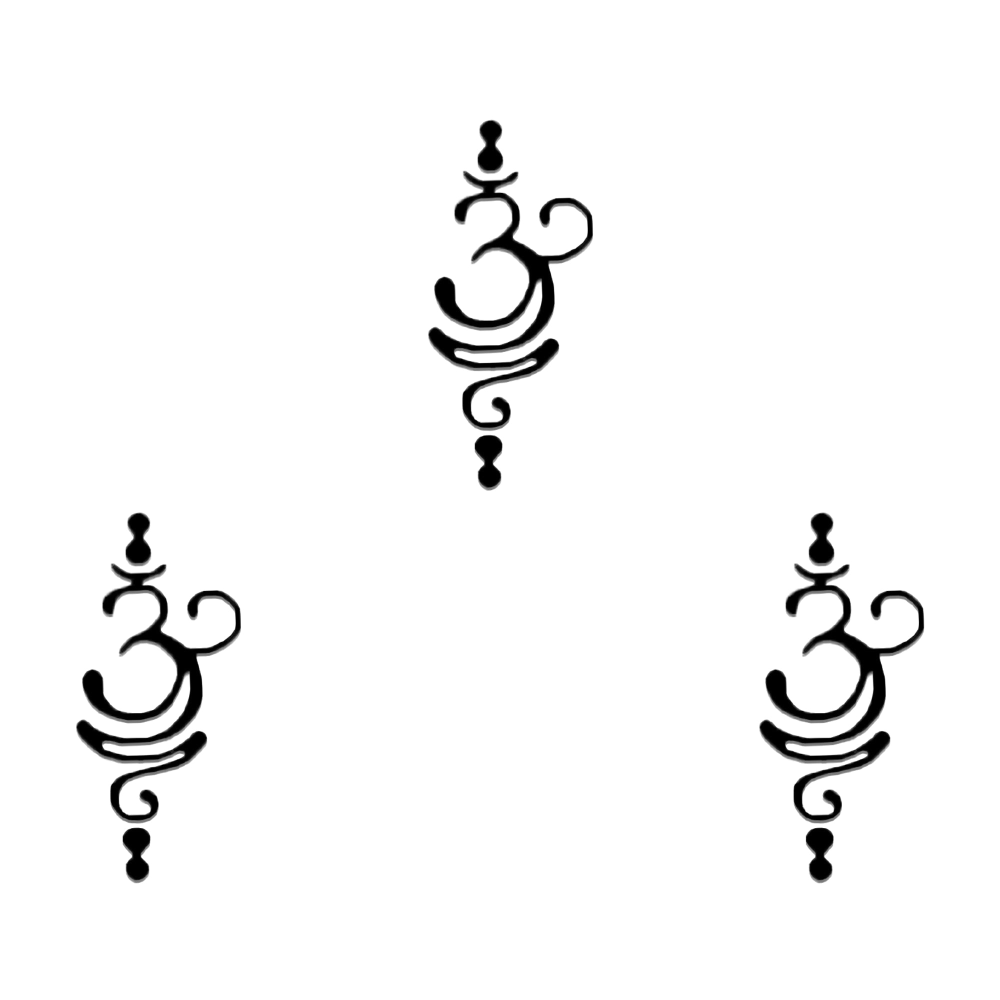 Comet Busters black Om swirl designer bindi set featuring a stylized Om (ॐ) symbol with elegant flowing swirl detailing, reusable skin-friendly forehead stickers for women and girls.