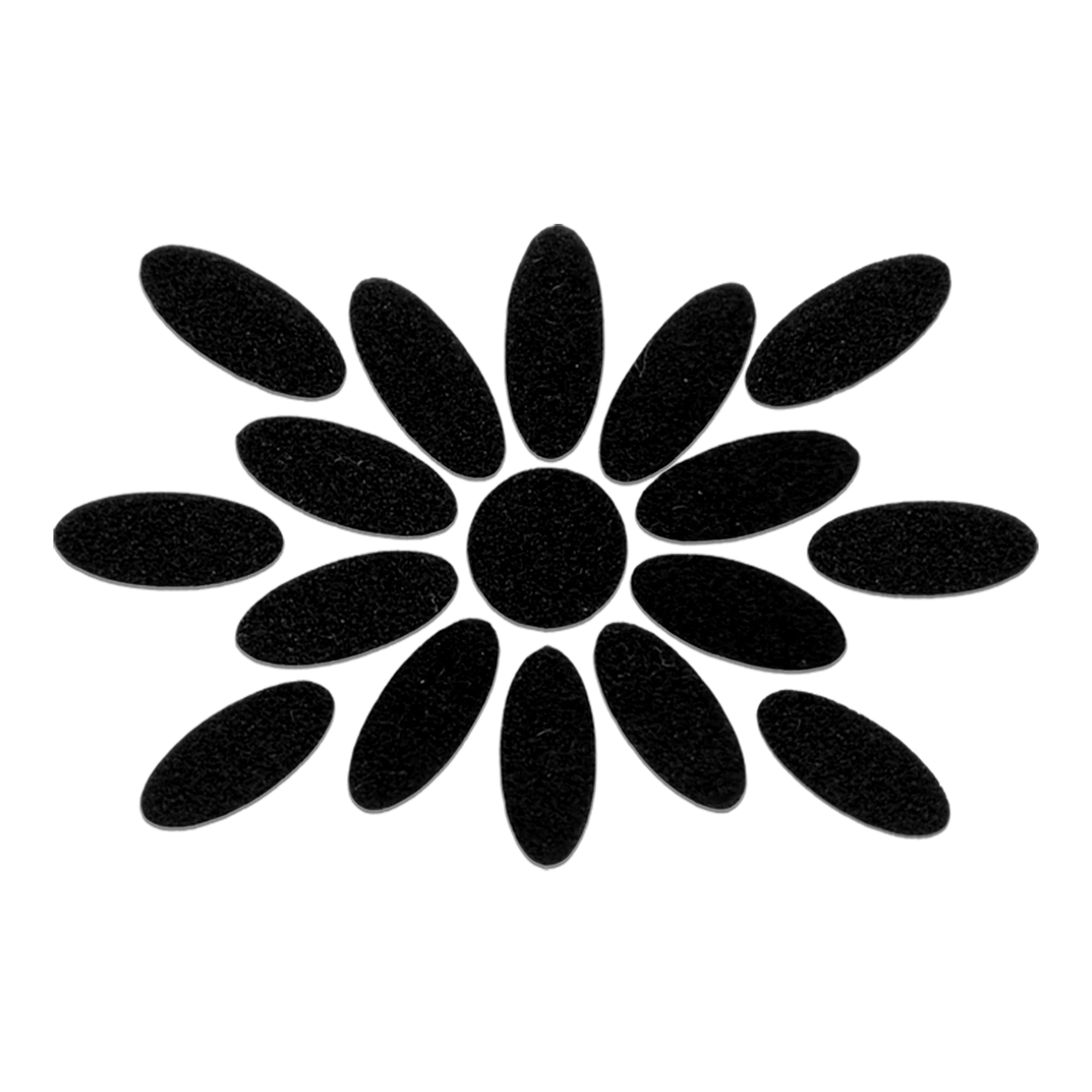 Comet Busters black oval floral bindi set with center round bindi, traditional designer forehead stickers for women, ideal for Bharatanatyam, Kuchipudi, weddings, festivals, temple visits, cultural programs, and traditional Indian attire.
