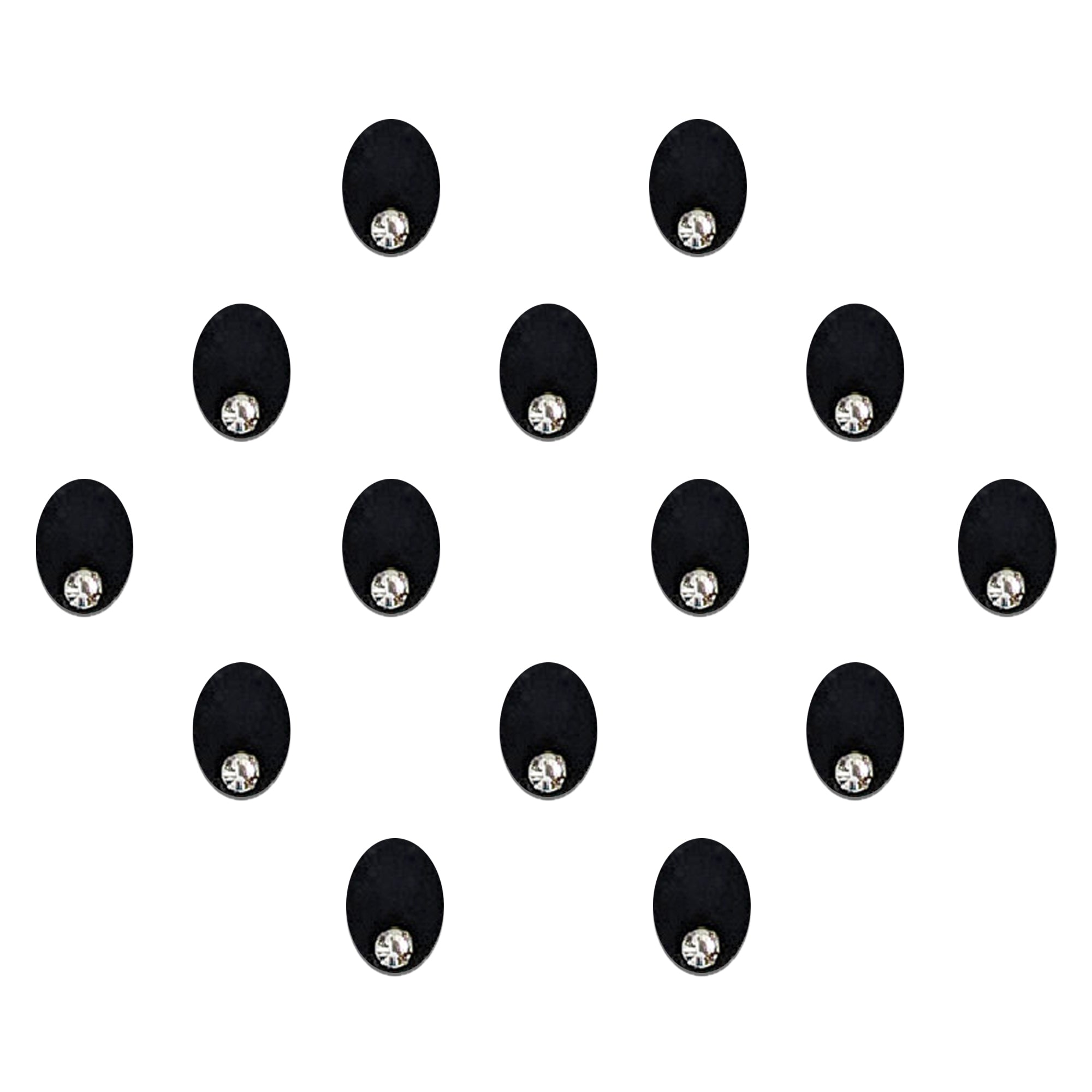 Comet Busters black oval velvet bindis with crystal stone