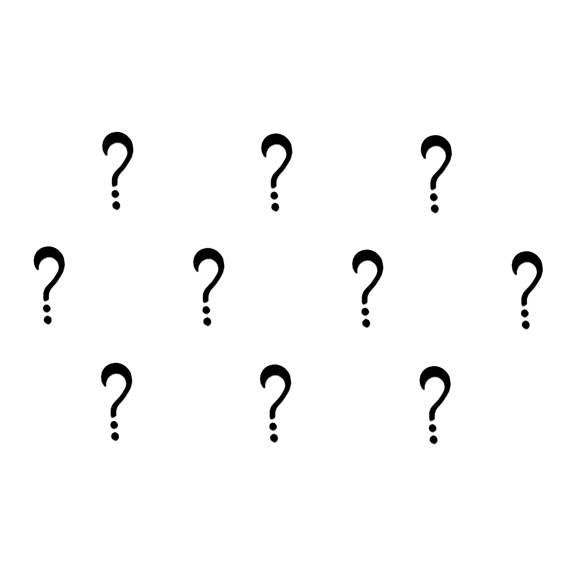 Comet Busters black question mark designer bindi sheet featuring 10 unique question mark-shaped bindis with dot accents, perfect for creative ethnic styling, festive occasions, themed events, cultural performances, and everyday fashion wear.