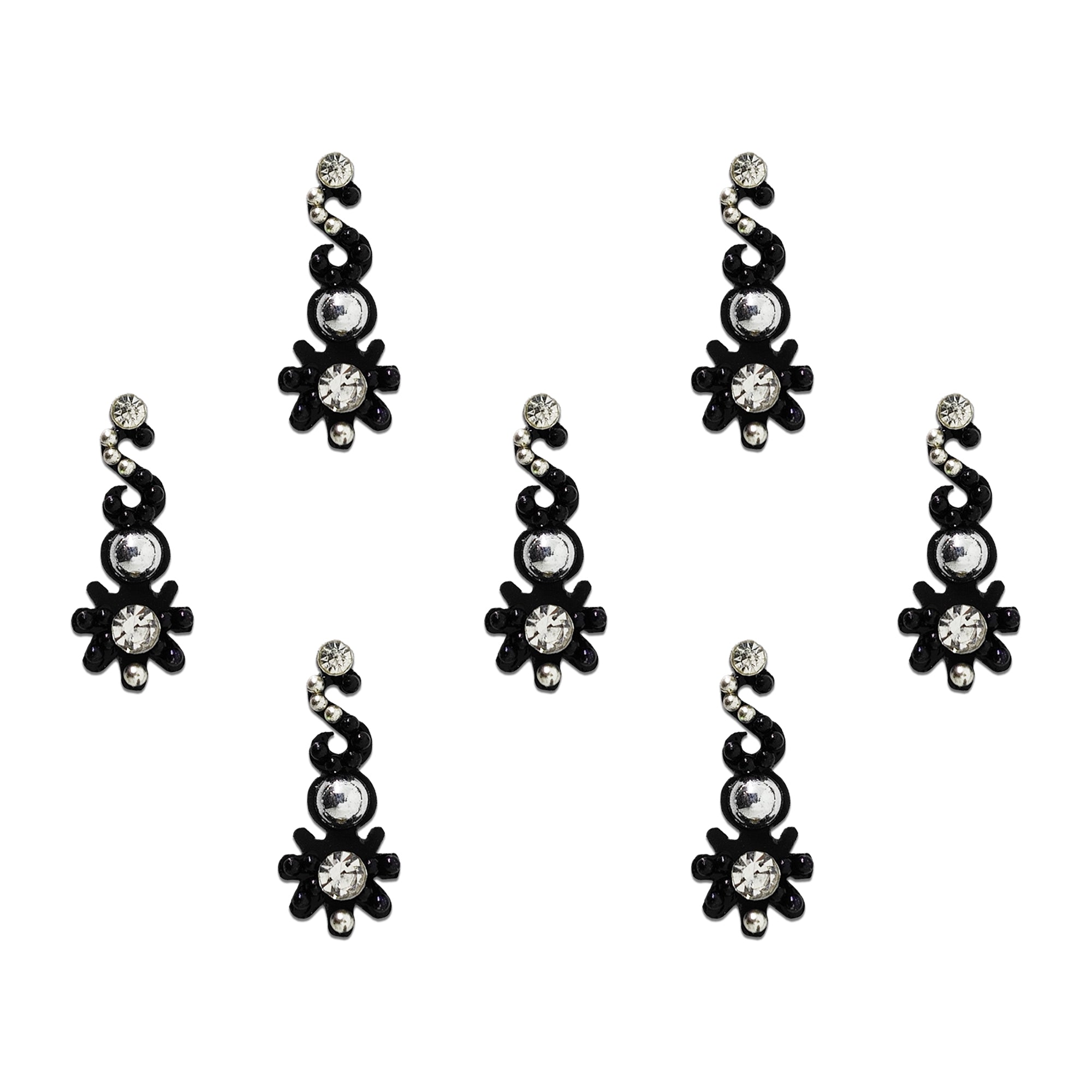 Comet Busters® Black Artistic Bridal Bindis – Handcrafted, Reusable, Skin-Safe Indian Forehead Stickers for Women