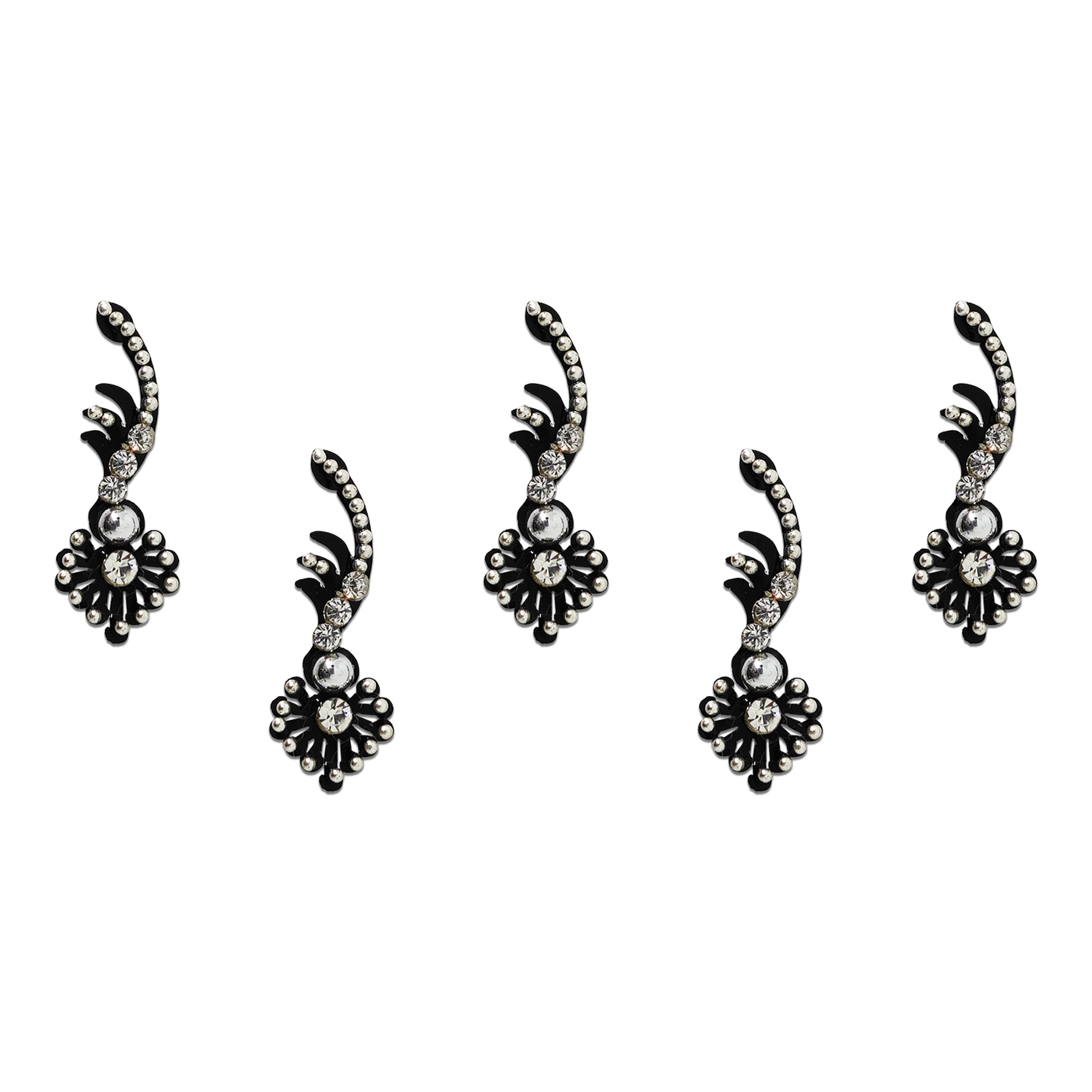 Comet Busters® Black Artistic Designer Bindis – Handcrafted, Reusable, Skin-Safe Indian Forehead Stickers for Women