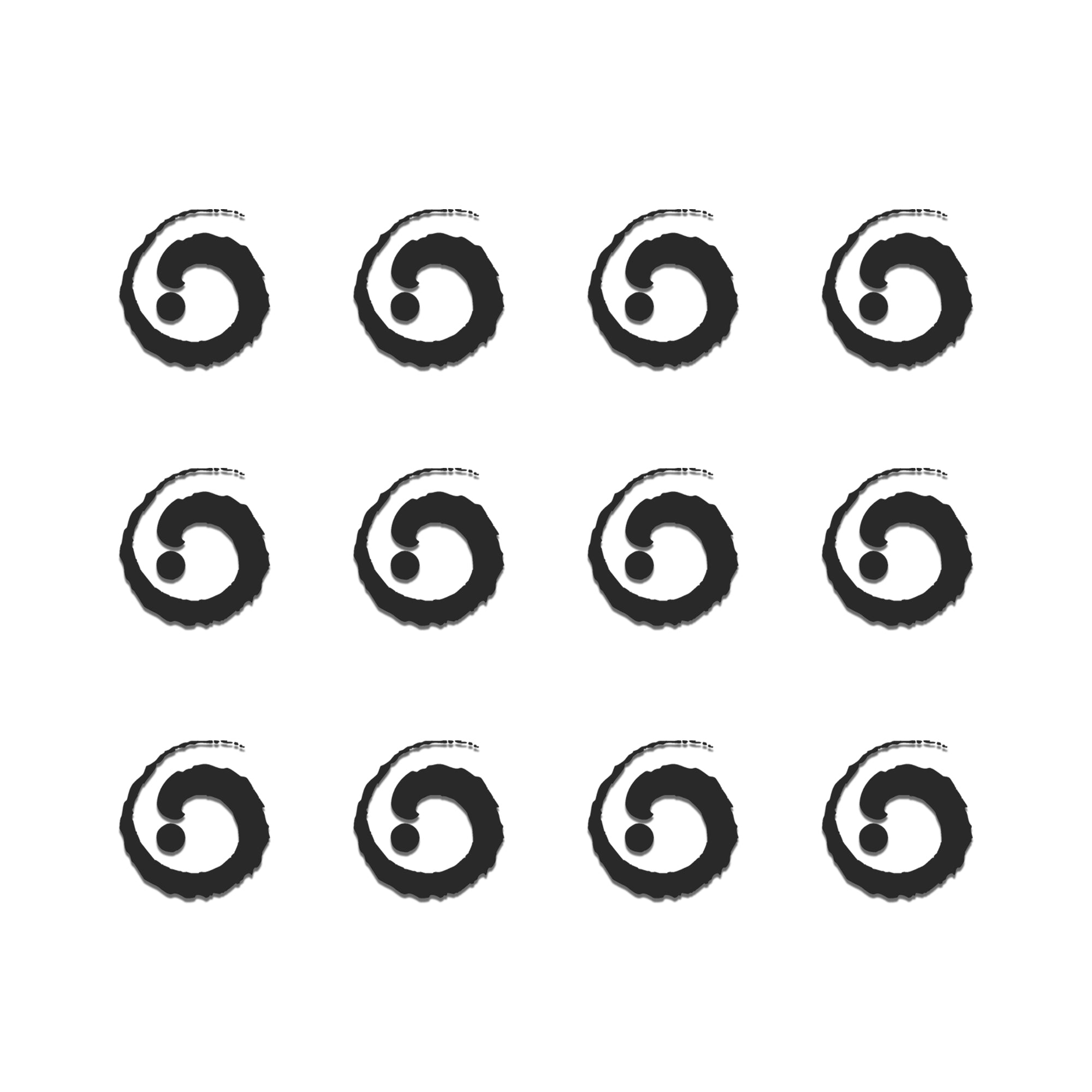 Comet Busters Balck spiral brush bindis featuring artistic circular swirl patterns