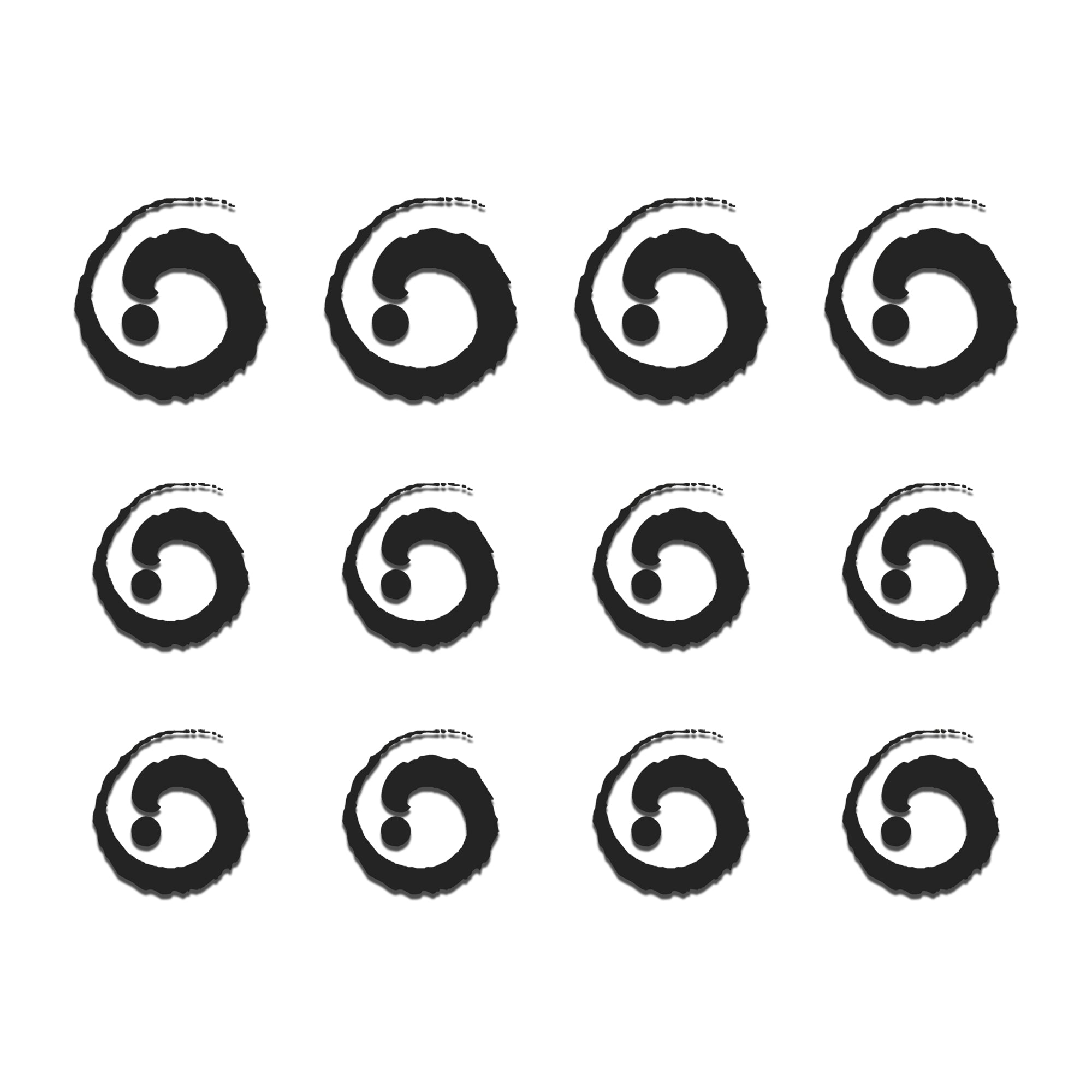 Comet Busters Black spiral brush bindis featuring artistic circular swirl patterns
