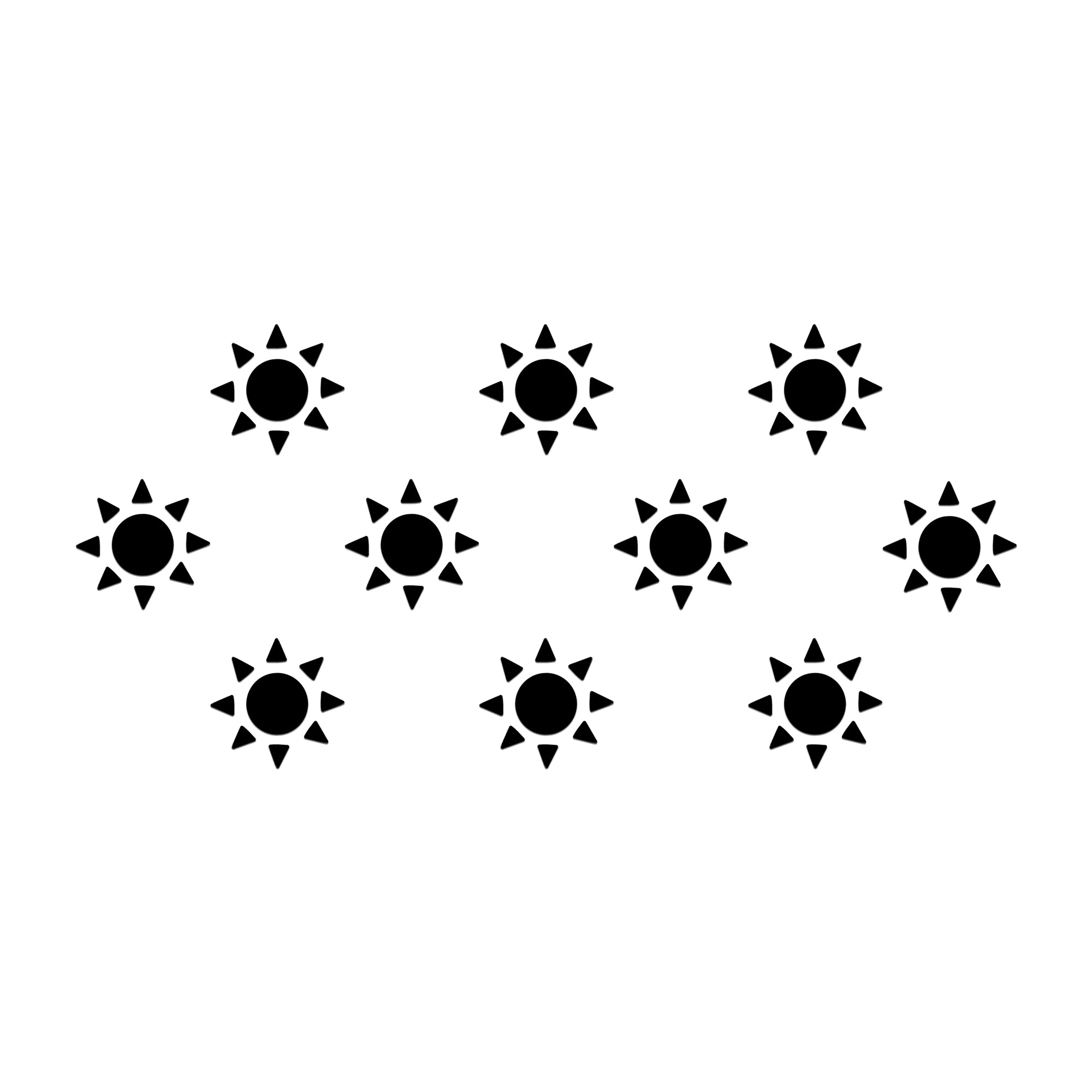 Comet Busters Black Sunburst Designer Bindi sheet featuring reusable black round bindis with sun-inspired pointed rays. Elegant self-adhesive forehead stickers for women and girls, perfect for daily wear, festivals, traditional outfits, cultural events, and ethnic styling.