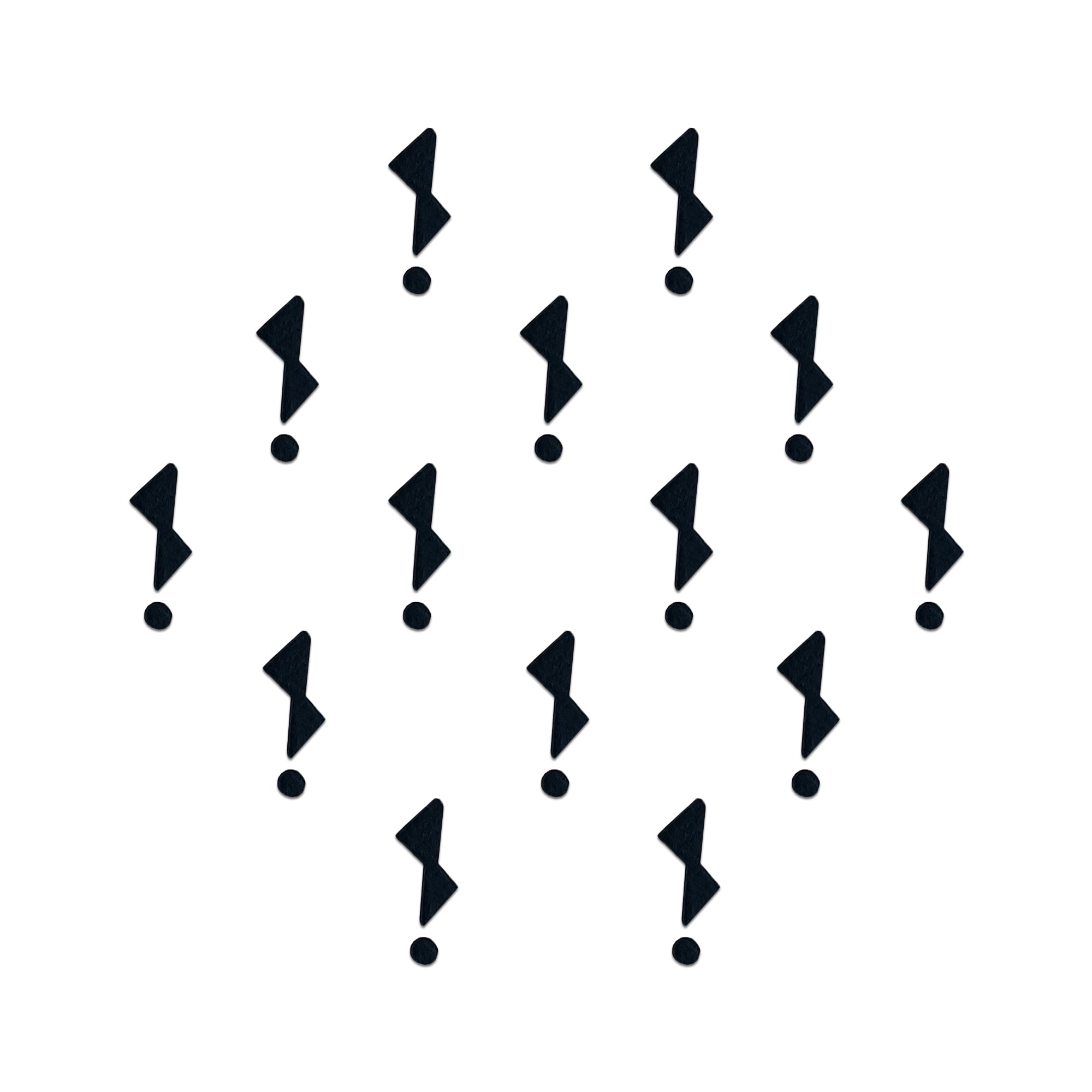 Comet Busters tribal zigzag bindis featuring bold black angular patterns with minimal dot