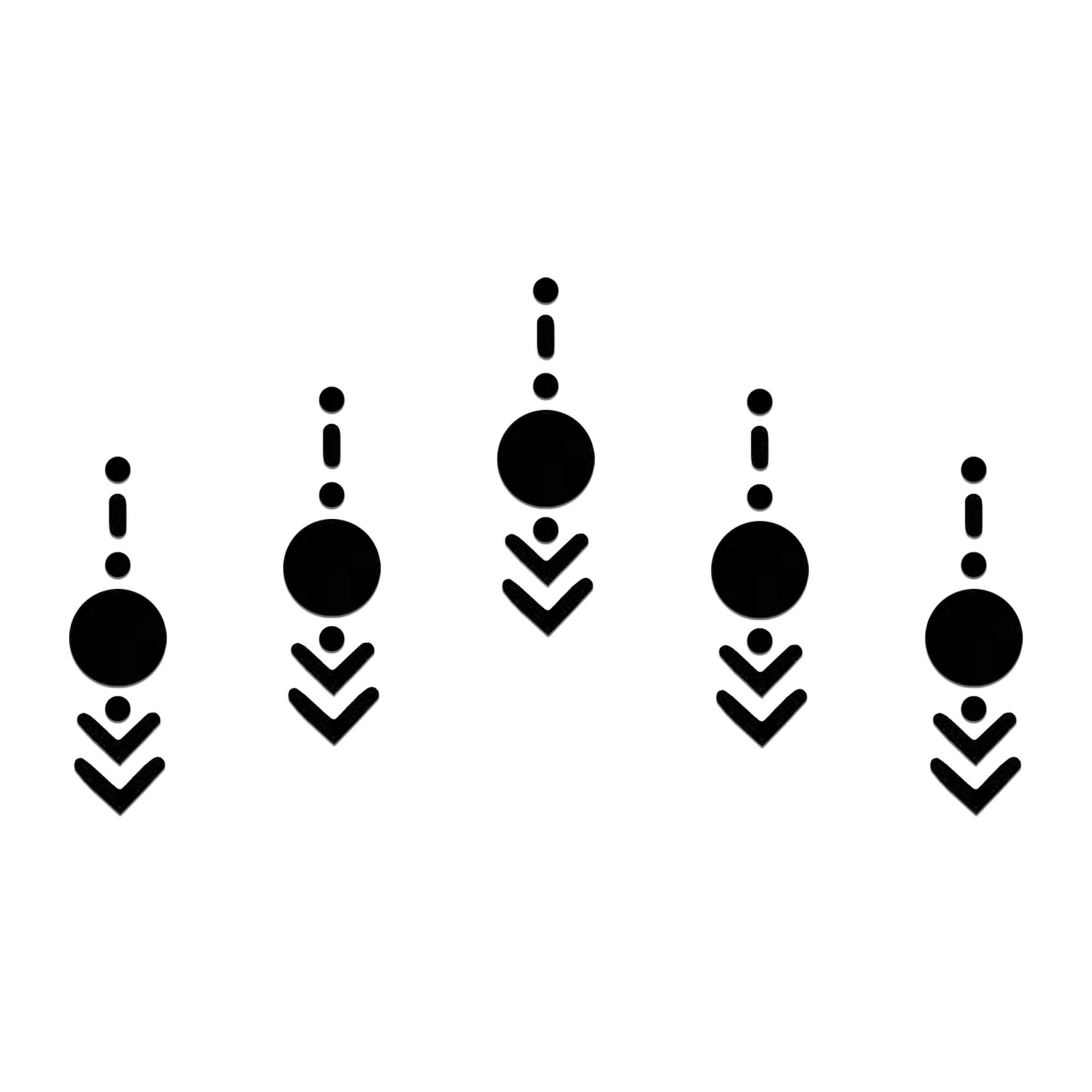 Comet Busters Black Tribal Arrow Designer Bindi featuring a bold black circular center with vertical dot accents and double arrow motifs. Self-adhesive geometric bindi for women and girls, perfect for ethnic wear, festive celebrations, Navratri, cultural events, fusion fashion, and everyday styling.