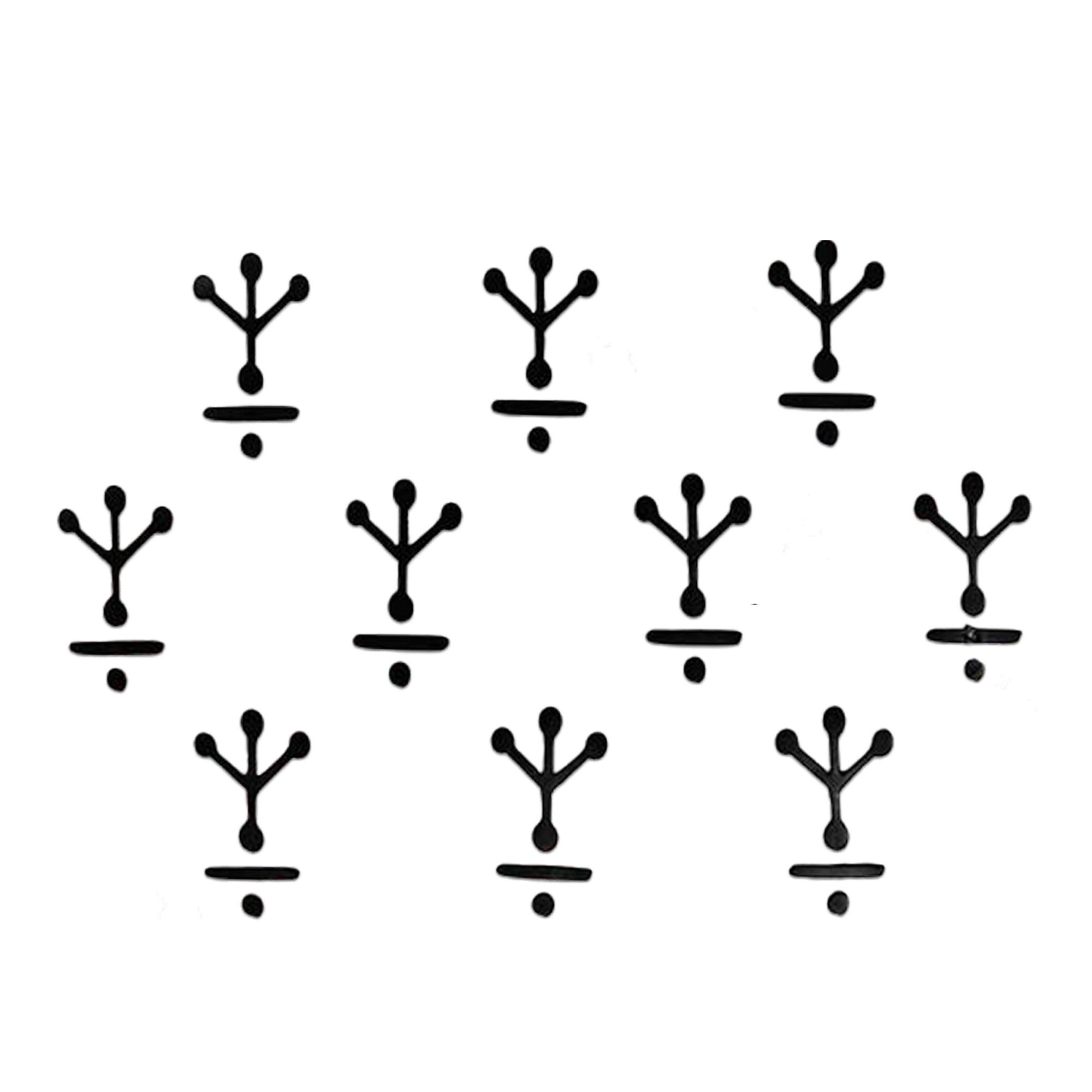 Comet Busters black tribal tree designer bindi sheet featuring 10 minimalist tree-inspired bindis with three rounded branches, a horizontal bar, and dot accent, ideal for festive occasions, traditional ceremonies, cultural events, dance performances, and contemporary ethnic wear.
