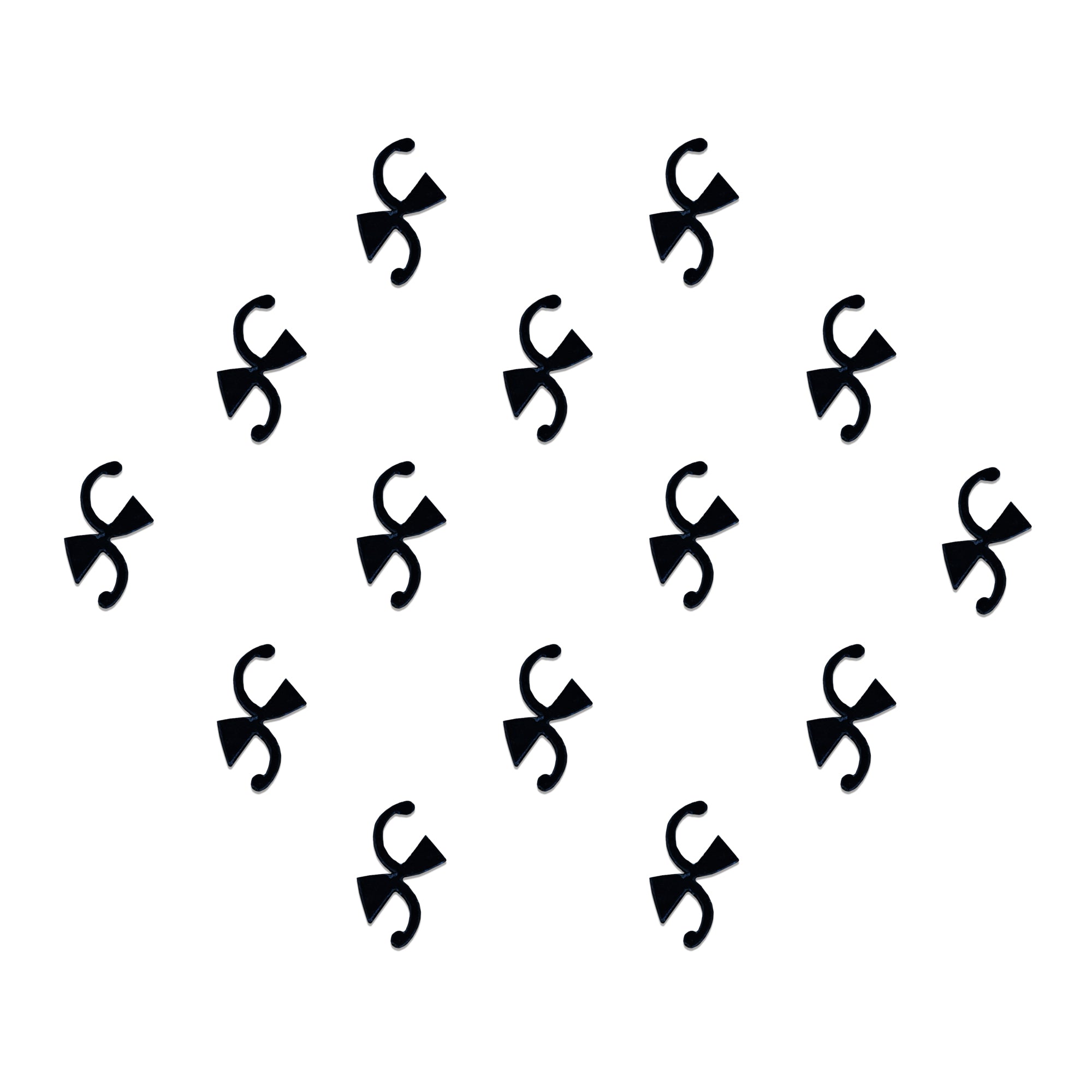 Comet Busters black twist curve bindis featuring abstract curved