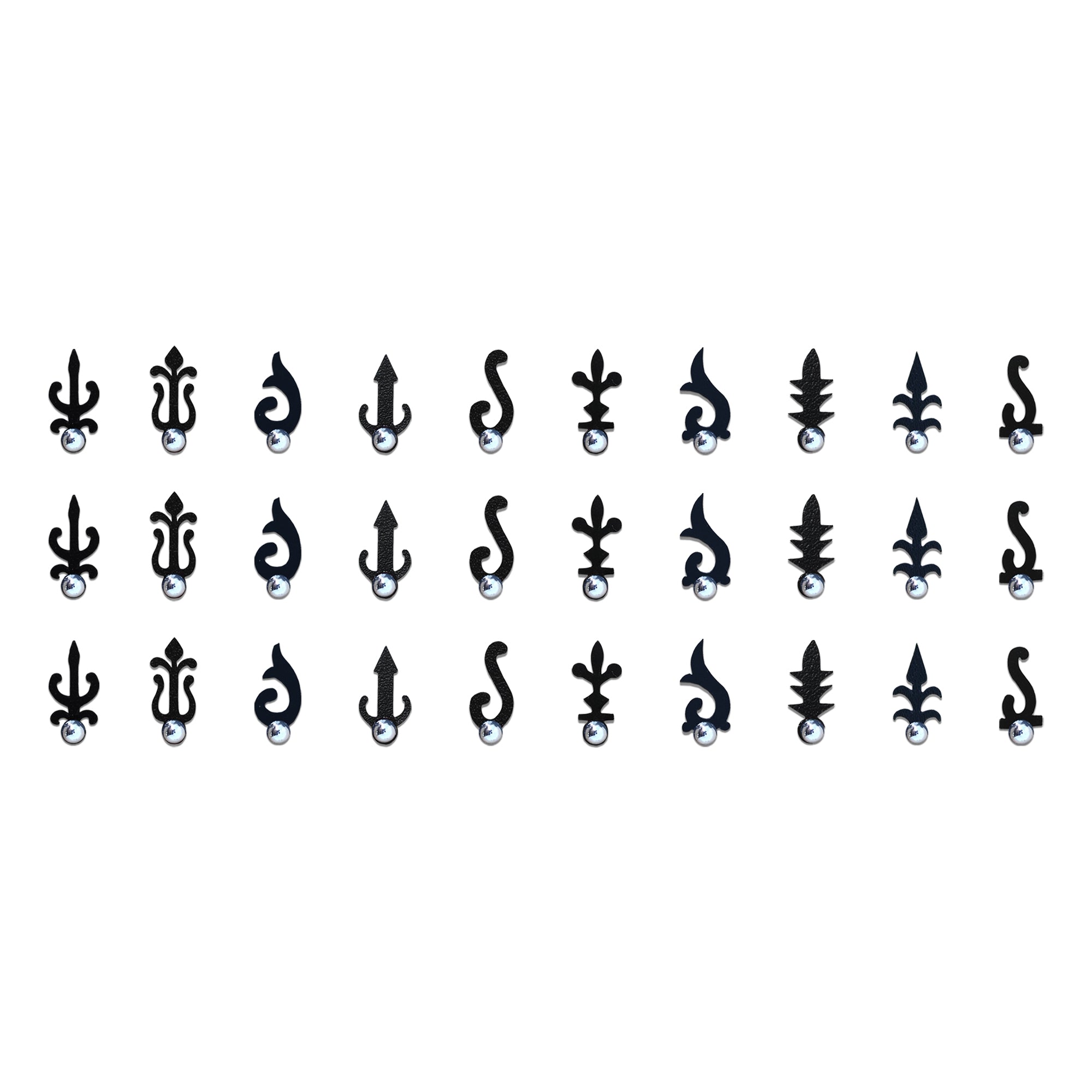 Comet Busters® Black Artistic Designer Bindis – Handcrafted, Reusable, Skin-Safe Indian Forehead Stickers for Women
