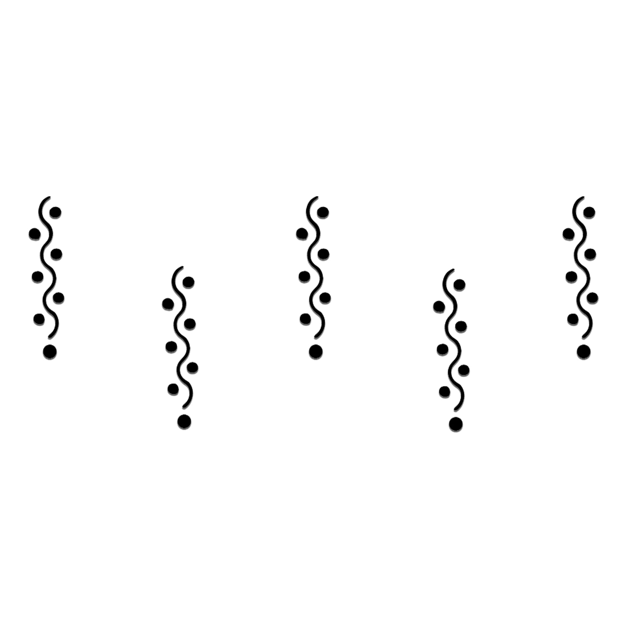 Comet Busters Wavy Dot Designer Black Bindi for Women and Girls, minimalist vertical wavy line bindi accented with symmetrical round dots, reusable contemporary forehead sticker for ethnic, festive, fusion and everyday wear.
