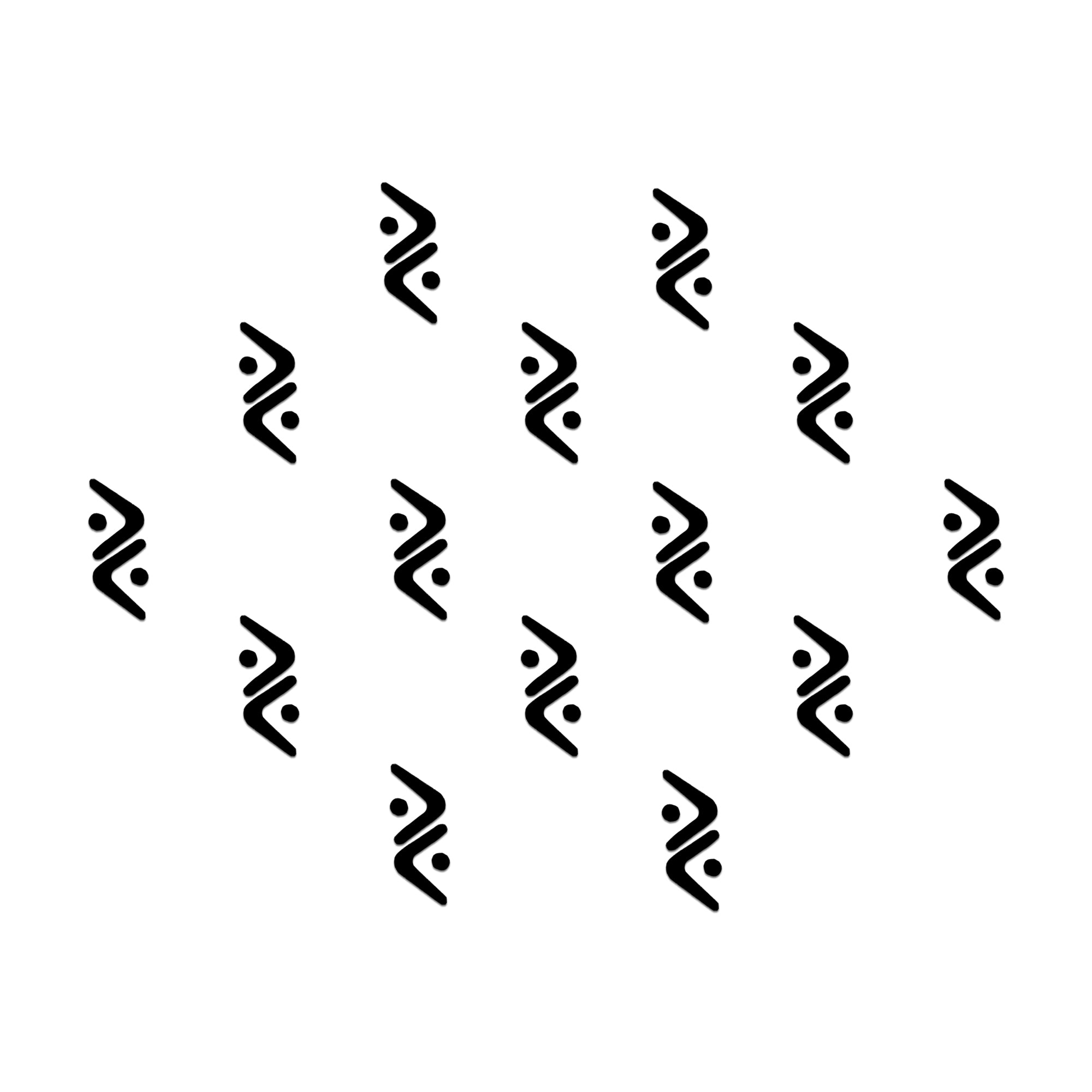 Comet Busters tribal zigzag bindis featuring bold black angular patterns with minimal dot