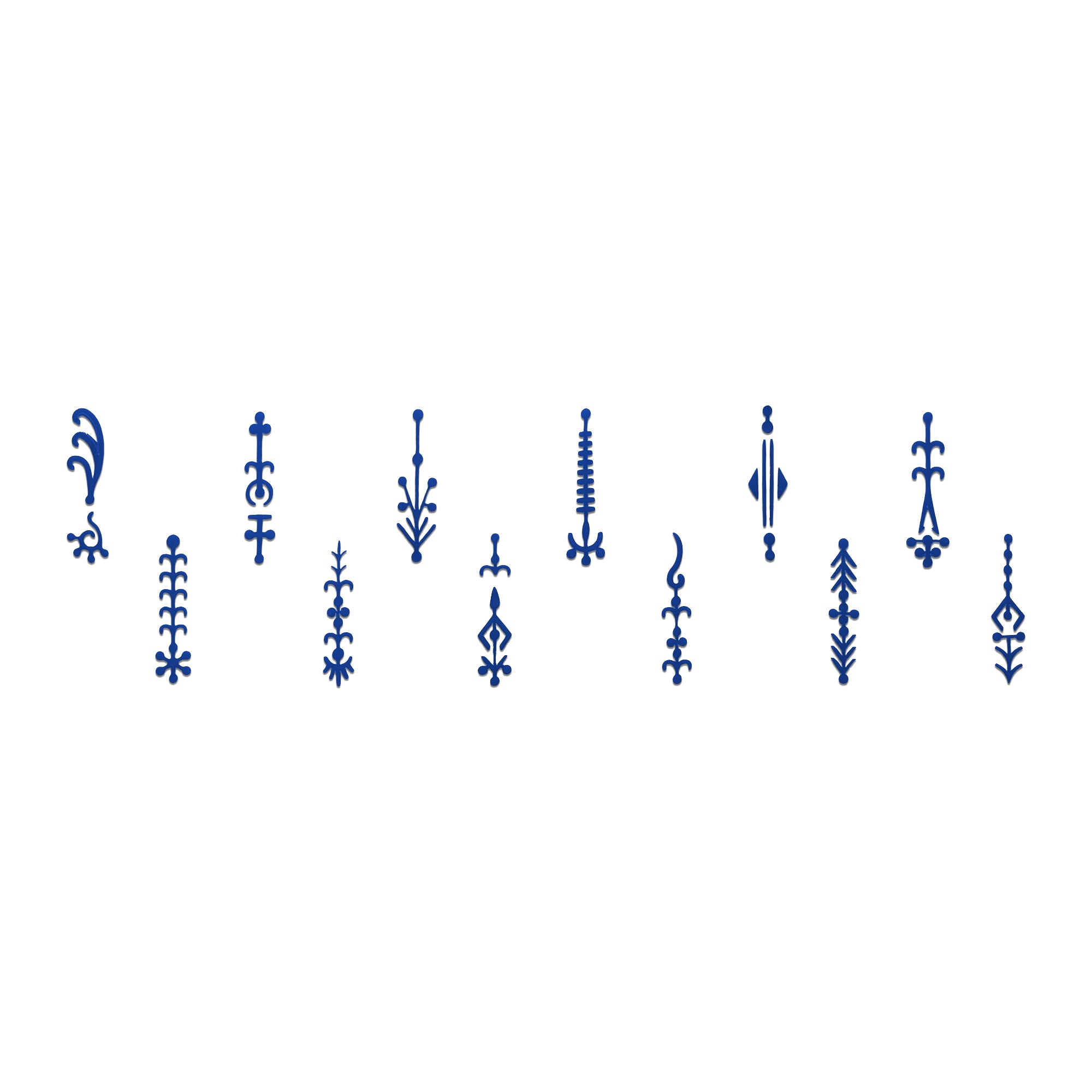 Comet Busters blue minimalist designer bindi collection with assorted traditional vertical forehead bindi designs 