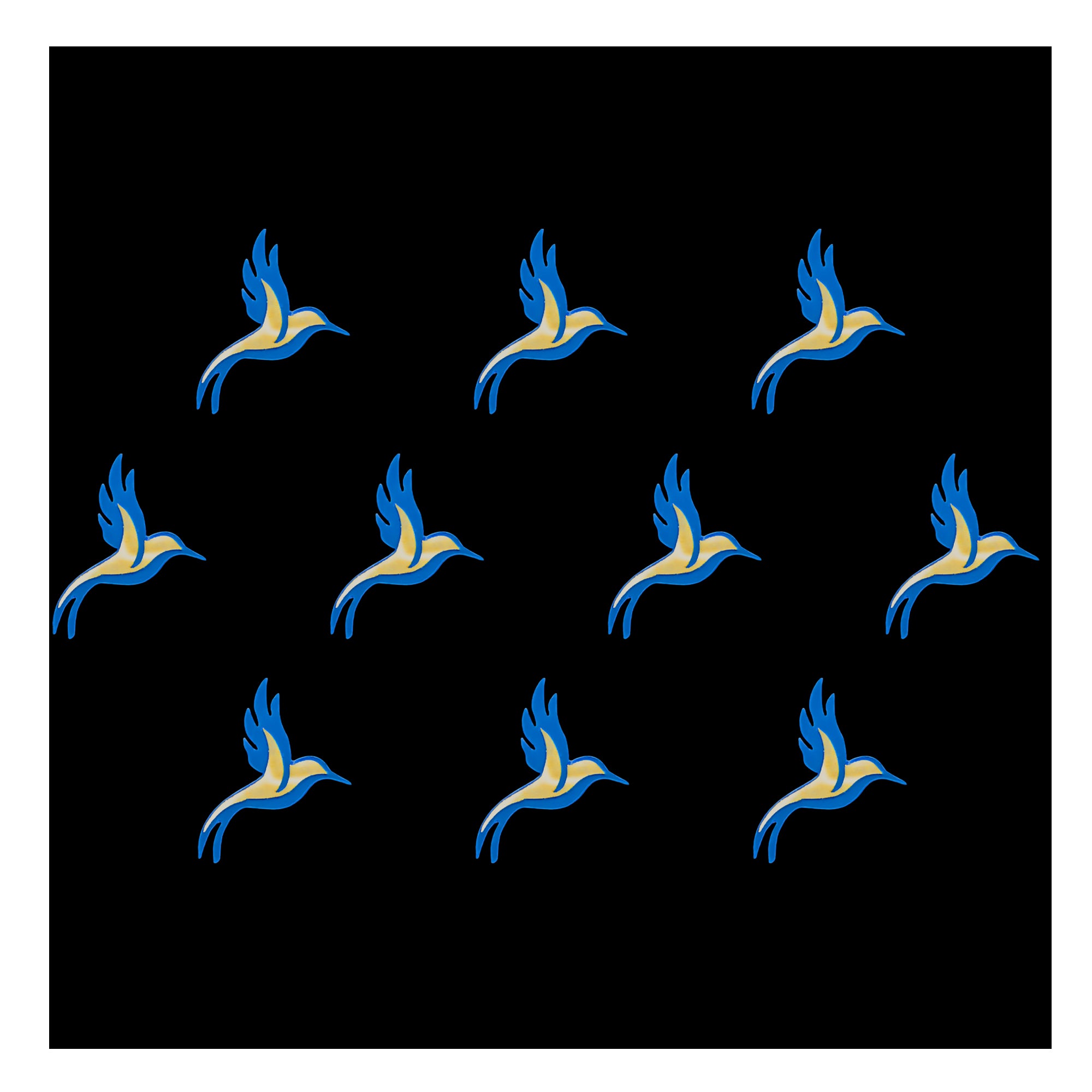 Comet Busters Blue and Yellow Kingfisher Design Bindi featuring a graceful flying bird motif for women and girls