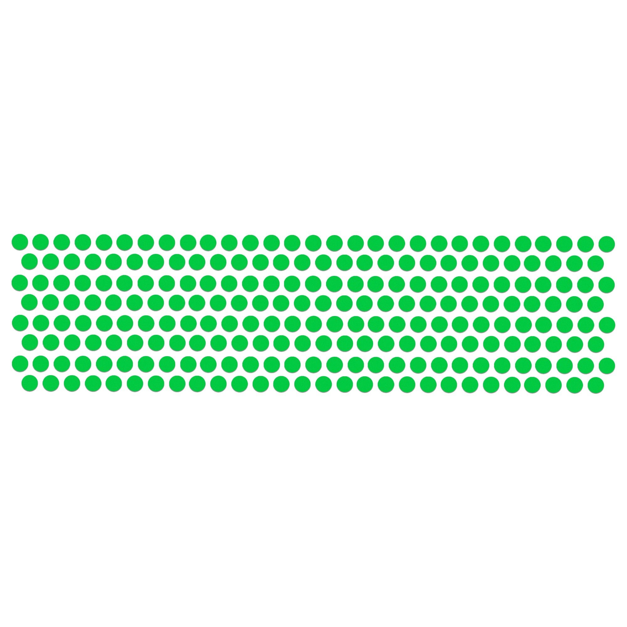 Comet Busters mini round bright green bindis arranged in neat rows, featuring a classic plain dot design suitable for traditional, festive, and everyday wear.